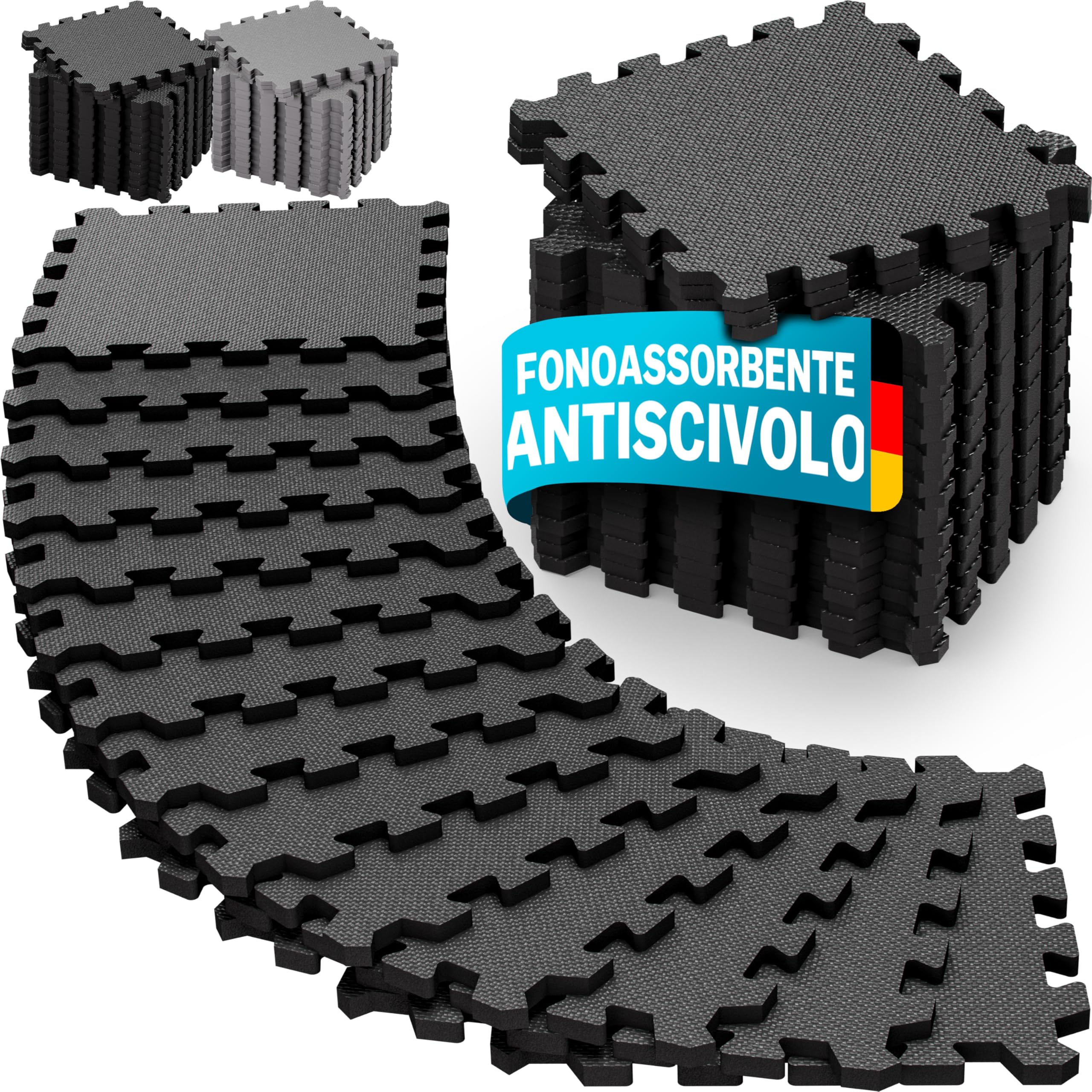 MONZANA® 36x Tappeto Fitness 30x30 cm Tappetino Puzzle da Ginnastica 3 m² Antiscivolo Schiuma Eva Allemamento Palestra