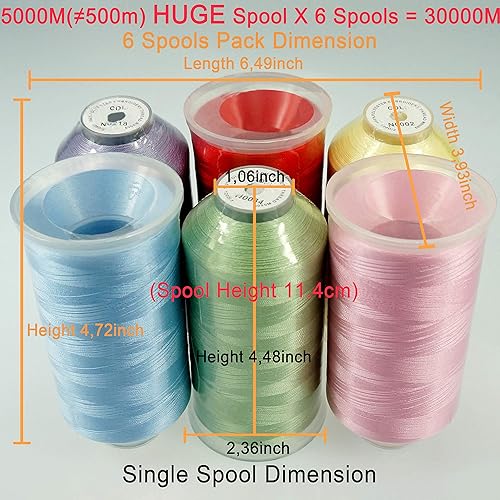 Miniatura 68 de Hilos New Brothreads, 32 opciones, varios colores, de poliéster, para toda máquina de coser, carrete grande de 5,000 m 3 colores básicos 2