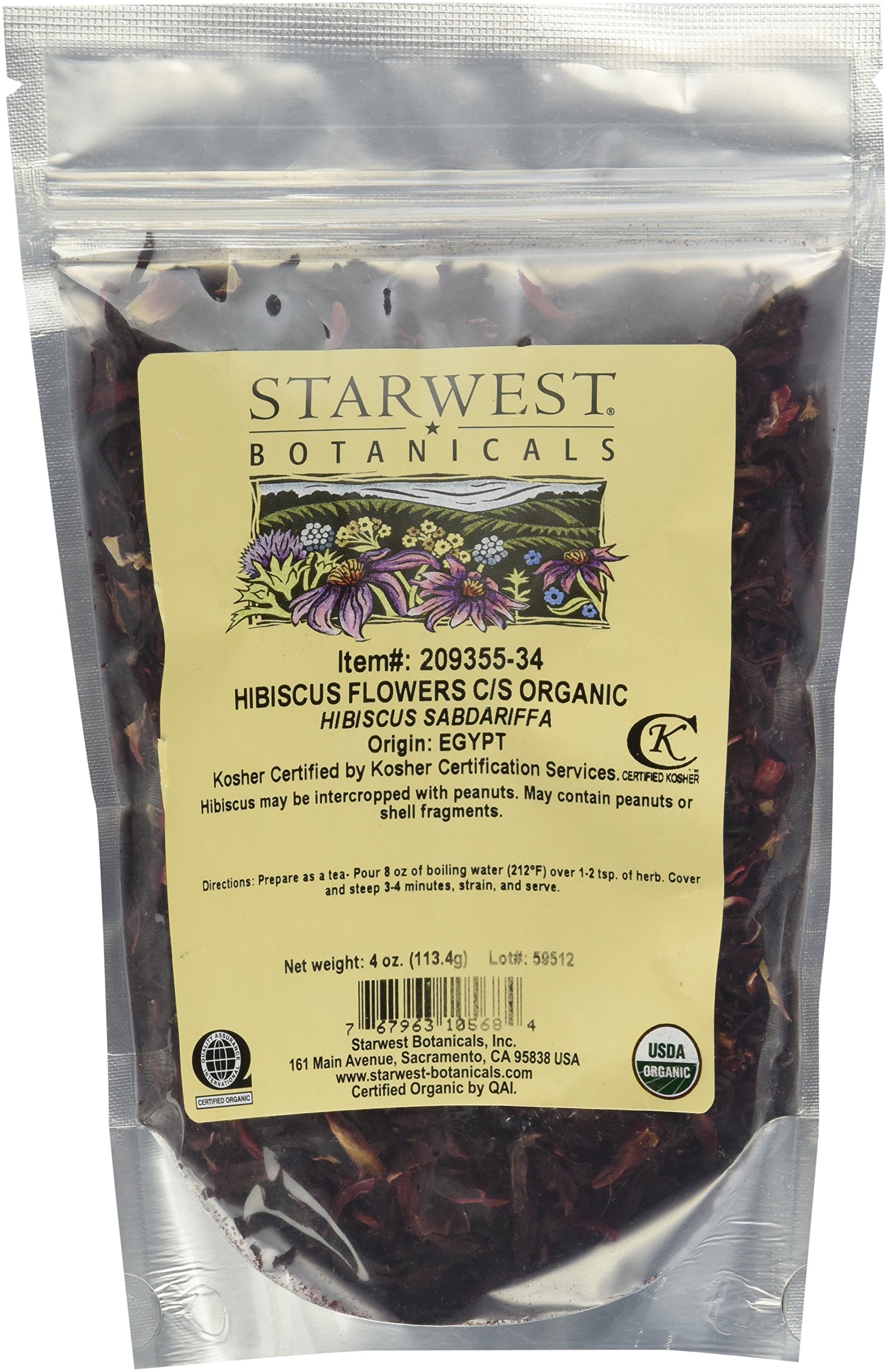 Starwest Botanicals1 X Organic Hibiscus Flowers C/S