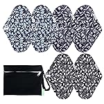 wegreeco Reusable Menstrual Pads - Reusable Sanitary Pads | Reusable Panty Liners | Soft Cloth Menstrual Pads - 6 Pack with 1 Cloth Mini Wet Bag (Medium, Leaves 02)