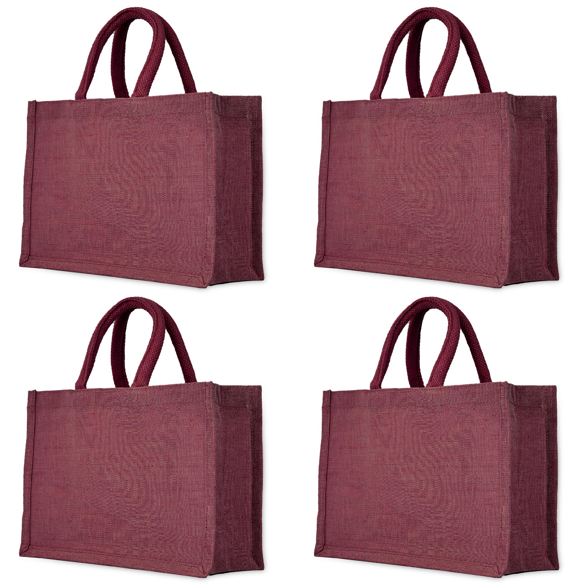 Deep Red color Juco Tote Bag – Durable Burlap Bag with Handles, Perfect for Weddings, Groceries, DIY Crafts, and Everyday Use – 8" H x 12" L x 4" W