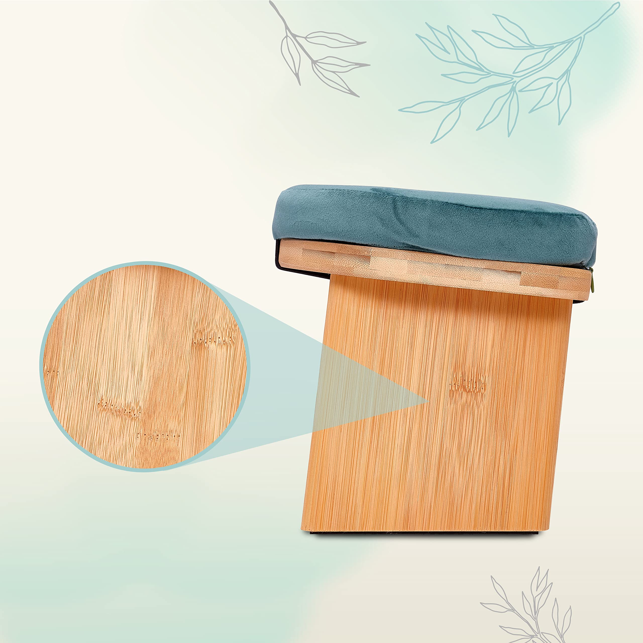 Banco de Yoga – Taburete de Yoga Plegable de Madera – Banco de Meditación Ergonómico – Taburete de Oración – Accesorios de Yoga Cómodos y Suavemente Acolchados