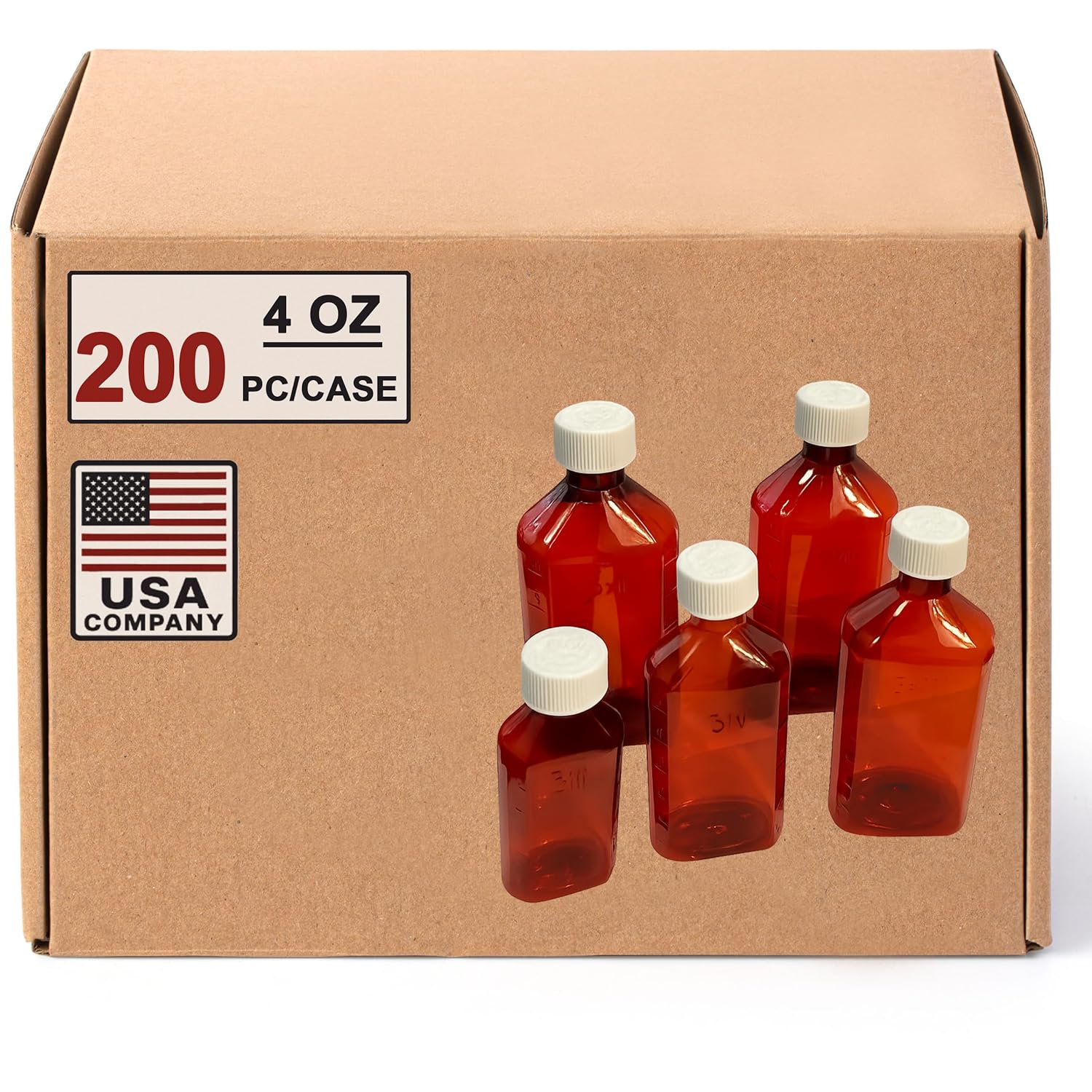 Marah 4oz Oval Medicine Bottles with Child Resistant Cap 200 PCS/Case Tamper Evident Plastic Bottles for Cough Syrup, Liquid Medications, Pharmacy Use, HDPE BPA-Free Wholesale Packaging