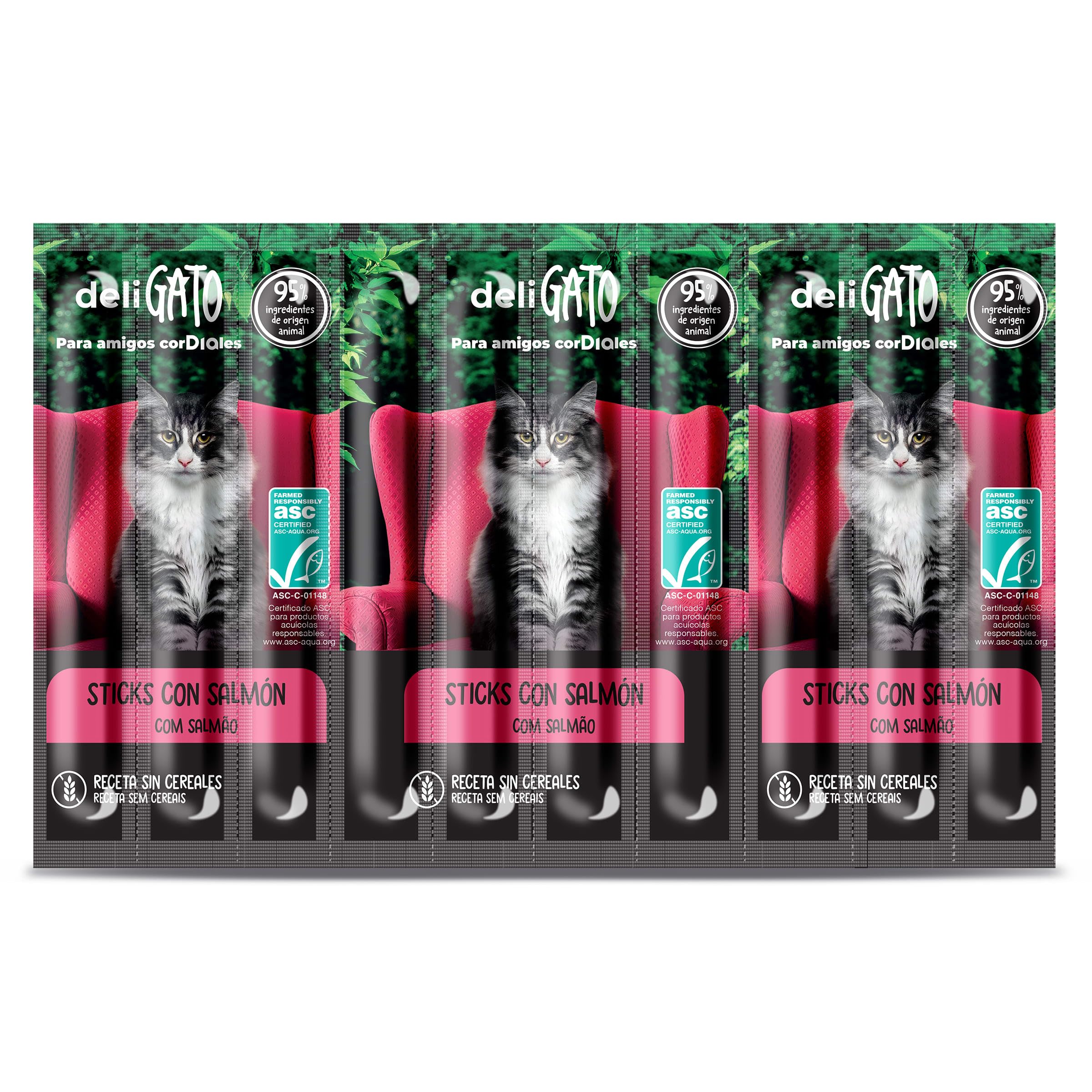 Dia DELIGATO Snack para Gatos Sticks de salmón Bolsa 10 Unidades