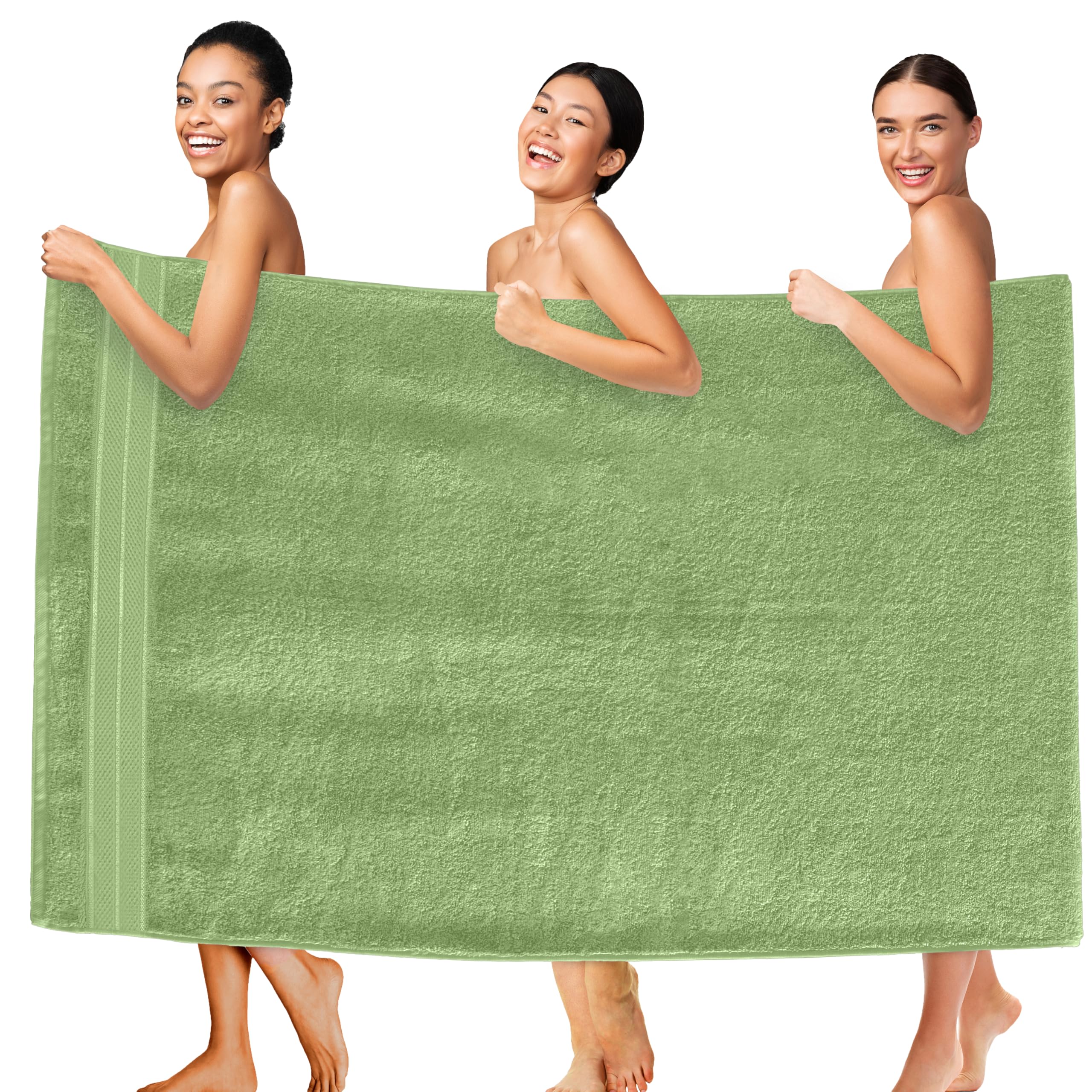 Elegant Comfort Three Line Popcorn Extra Large Luxury Bath Towel - 40" x 80" inch, Premium Hotel Spa Quality 1 Piece Oversized Bath Sheet 100% Turkish Cotton Super Soft Highly Absorbent, Sage Green