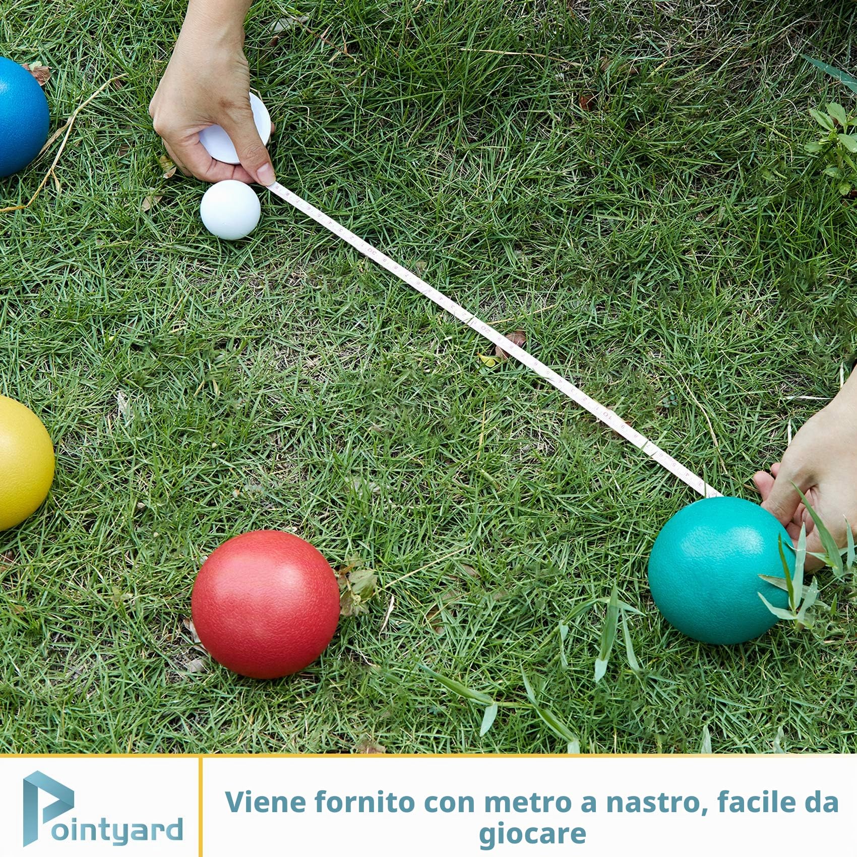 Set per gioco di bocce, set di bocce più leggero da 84 mm con 8 bocce in PE | Borsa per il trasporto | Nastro di misurazione - Giochi da famiglia per esterni per cortile/prato/spiaggia