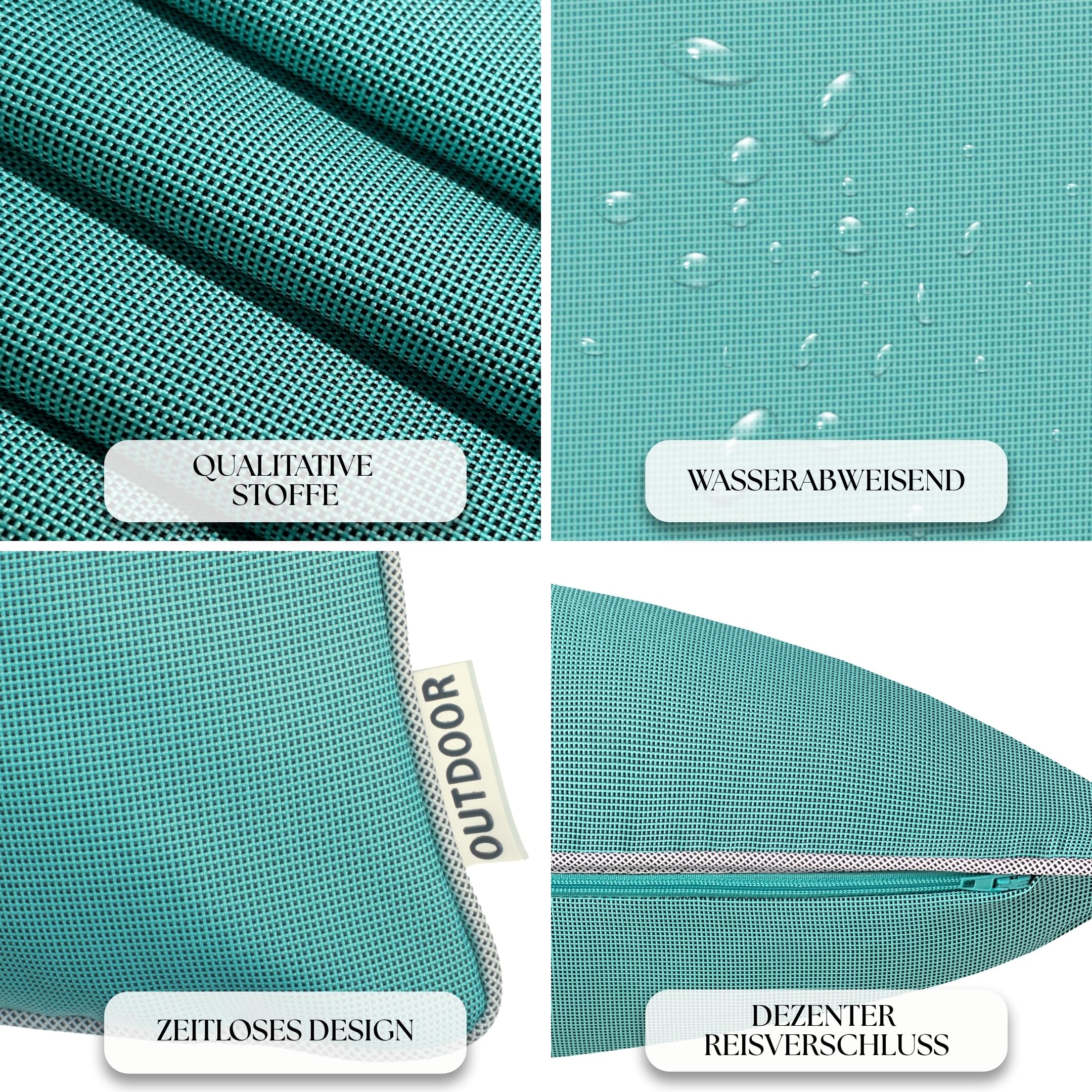 Set de 2 Cojines de exterior Brandsseller 45x45 cm – Cojines decorativos impermeables con Ribete – Resistentes a la intemperie para Jardín, Sofá, Balcón y Terraza – Turquesa