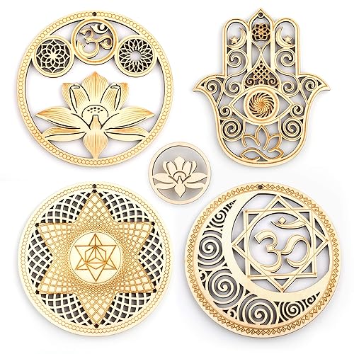 5.31" Sacred Geometry Wall Art 4 PCS Set, (Sacred Lotus,