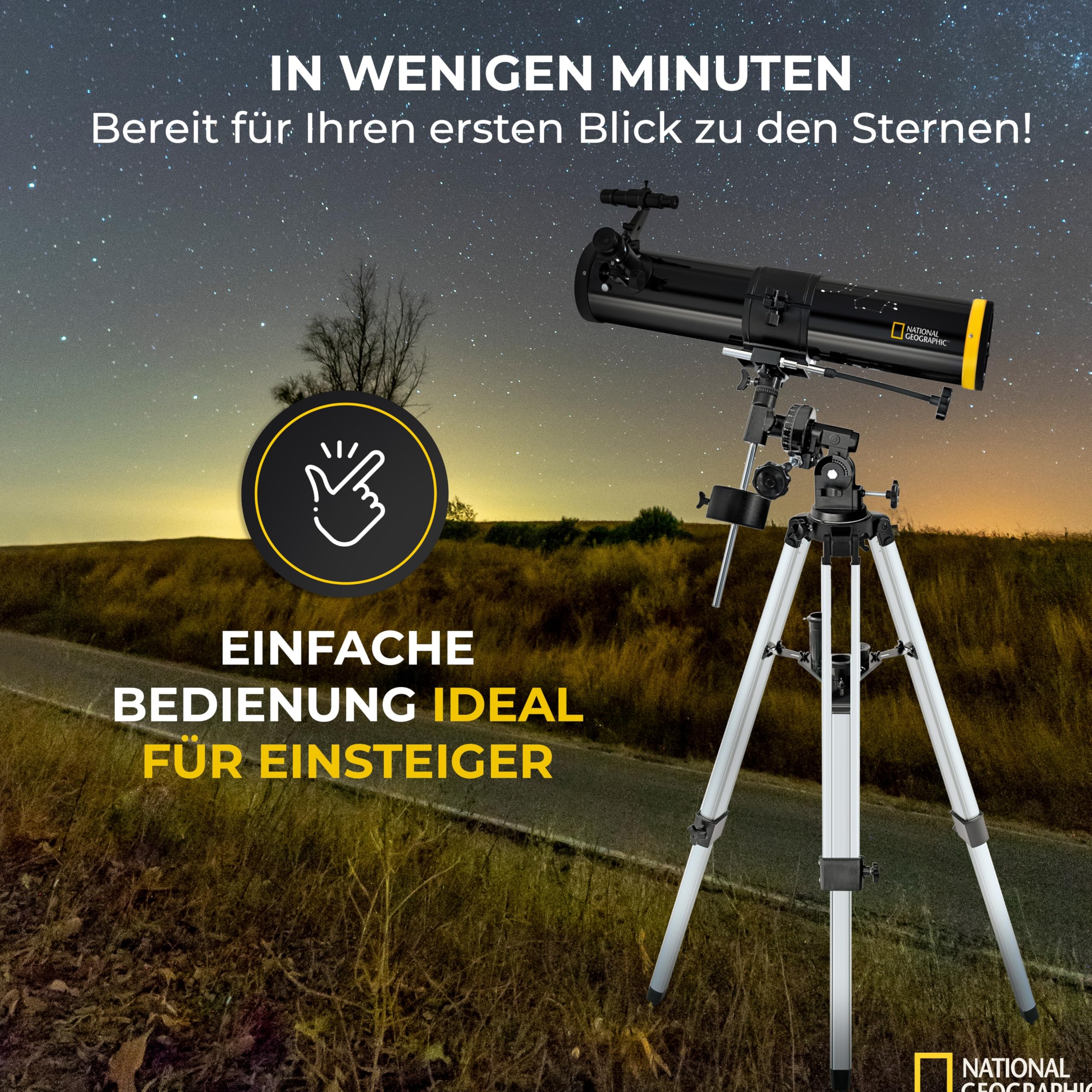 National Geographic 76/700 - Reflector telescopio para Principiantes, 76 mm, Montaje ecuatorial, Incluye Soporte para Smartphone y trípode