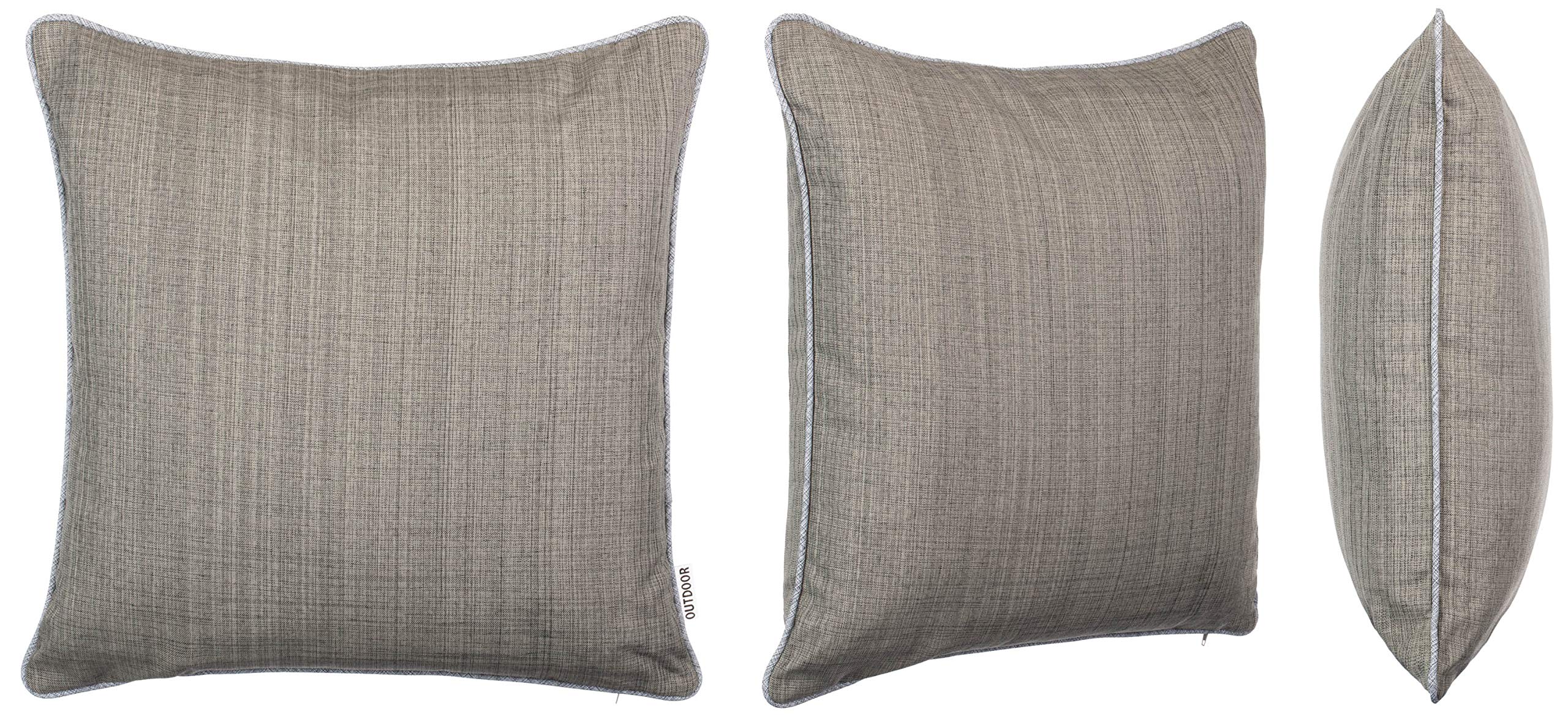 Juego de 6 Fundas de Cojín exterior Brandsseller 45x45 cm – Decorativas, impermeables, en tejido de Lino y Cremallera – Resistentes a la intemperie para Jardín, Terraza, Balcón y Sofá – Taupe