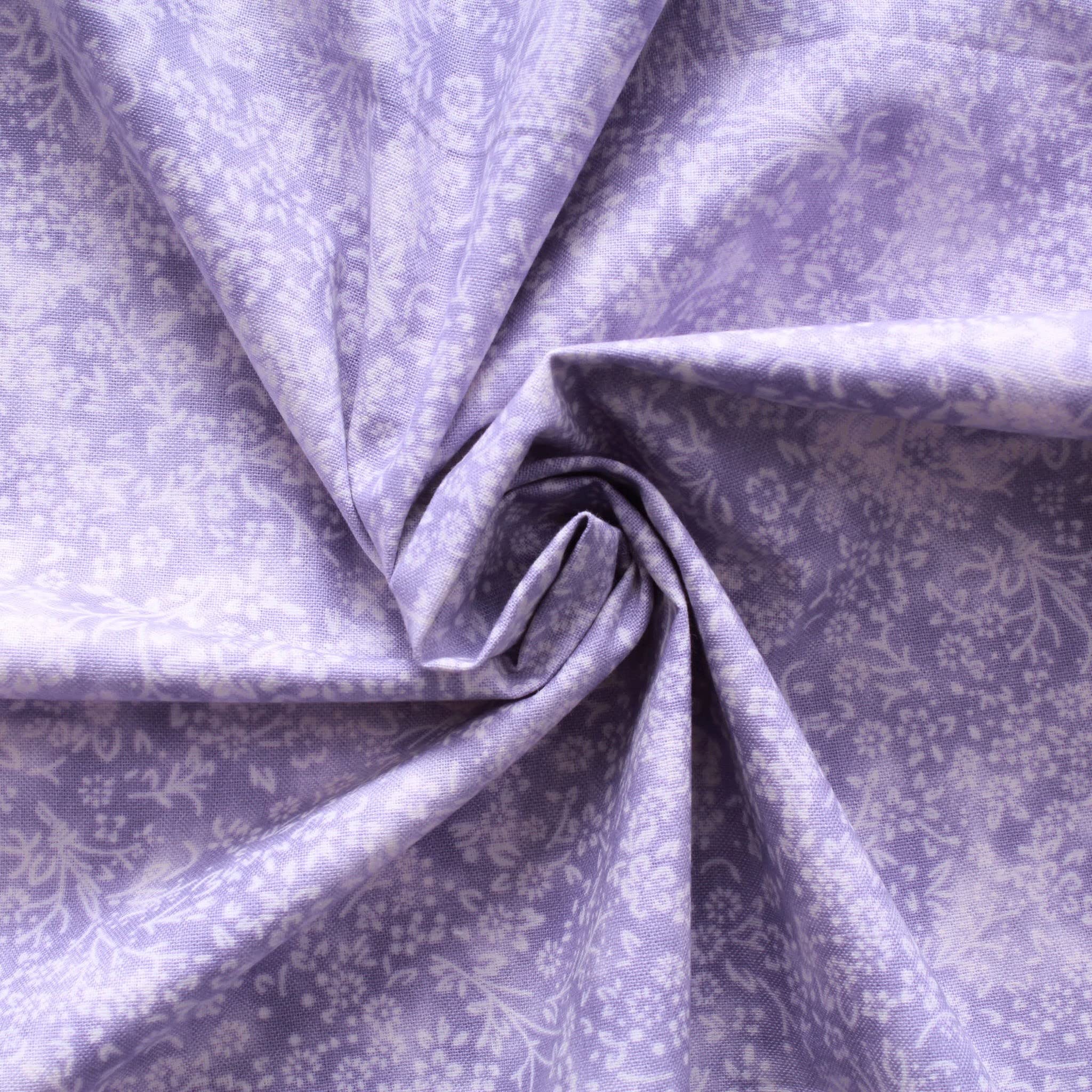 Fat Quarter 100% Quilting Cotton Mottled Floral Blender Fabric Backing Fabric Blender Material Quilting Patchwork Dressmaking (Lilac)