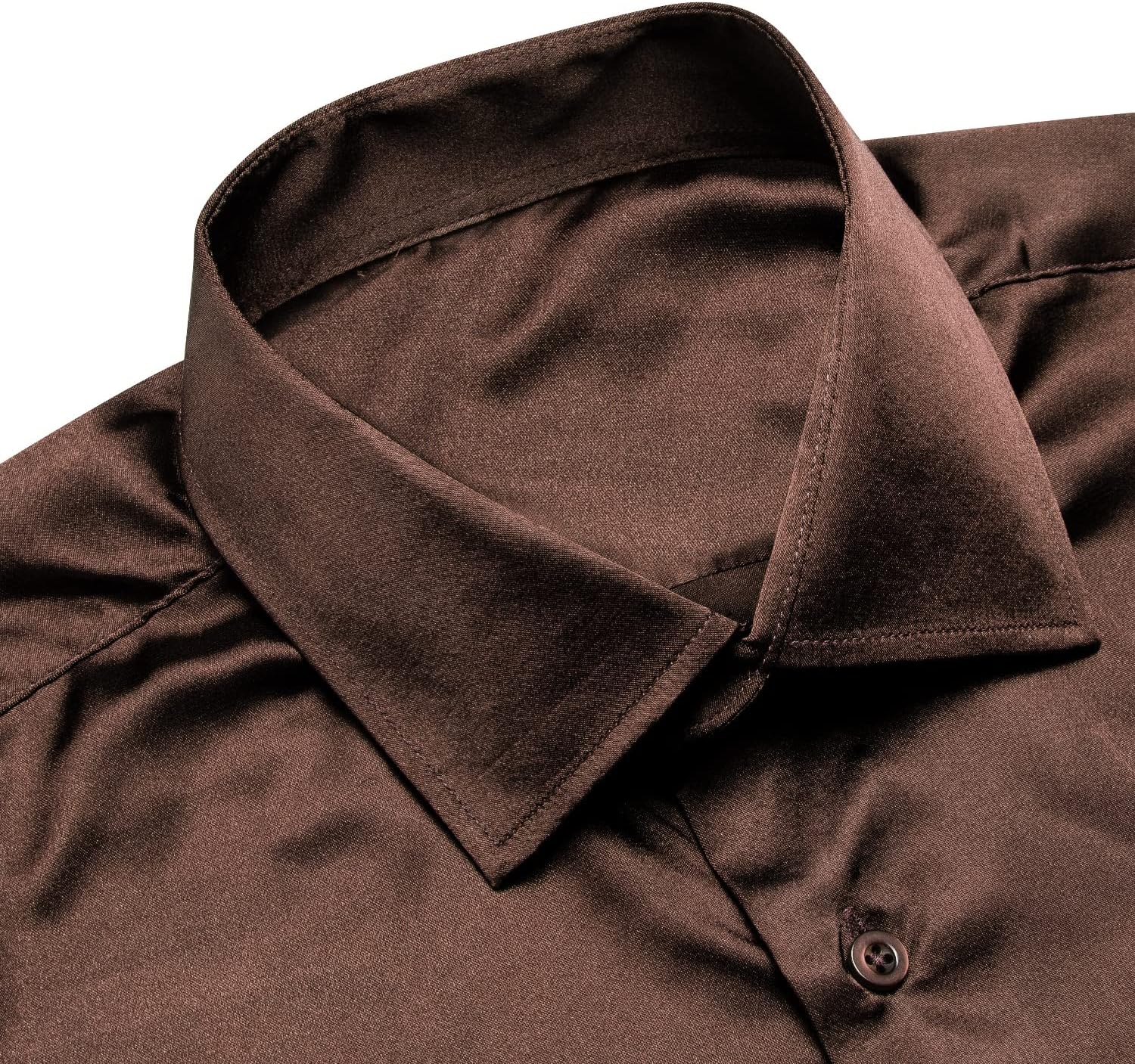 Hi-Tie Men's Silk Satin Dress Shirts Long Sleeve Shiny Casual Button Up Shirts Luxury Party Disco Prom Wedding Shirt - Image 4