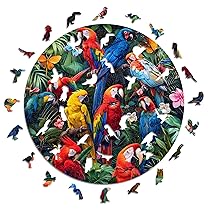Iconic Puzzles – Pappagalli Colorati, puzzle in legno 100% sostenibile, Regali per Bambini e Adulti, taglia L, 600 Pezzi
