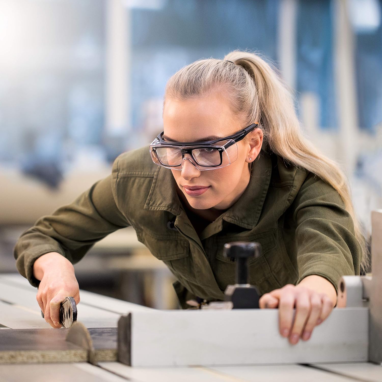 NoCry Safety Glasses That Fit Over Your Prescription Eyewear. Clear Anti-Scratch Wraparound Lenses, UV400 Protection, ANSI Z87 & OSHA Certified. Use in the Lab, Travelling, Black & Orange Frames - - 