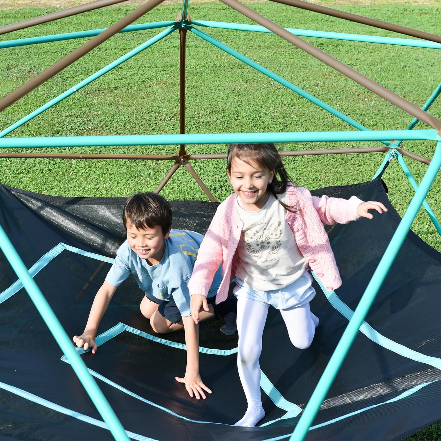 Merax 13FT Climbing Dome with Hammock, Outdoor Geometric Dome Climber Play Center for Kids 3-10 Supporting 1000 lbs, Easy Assembly Jungle Gym