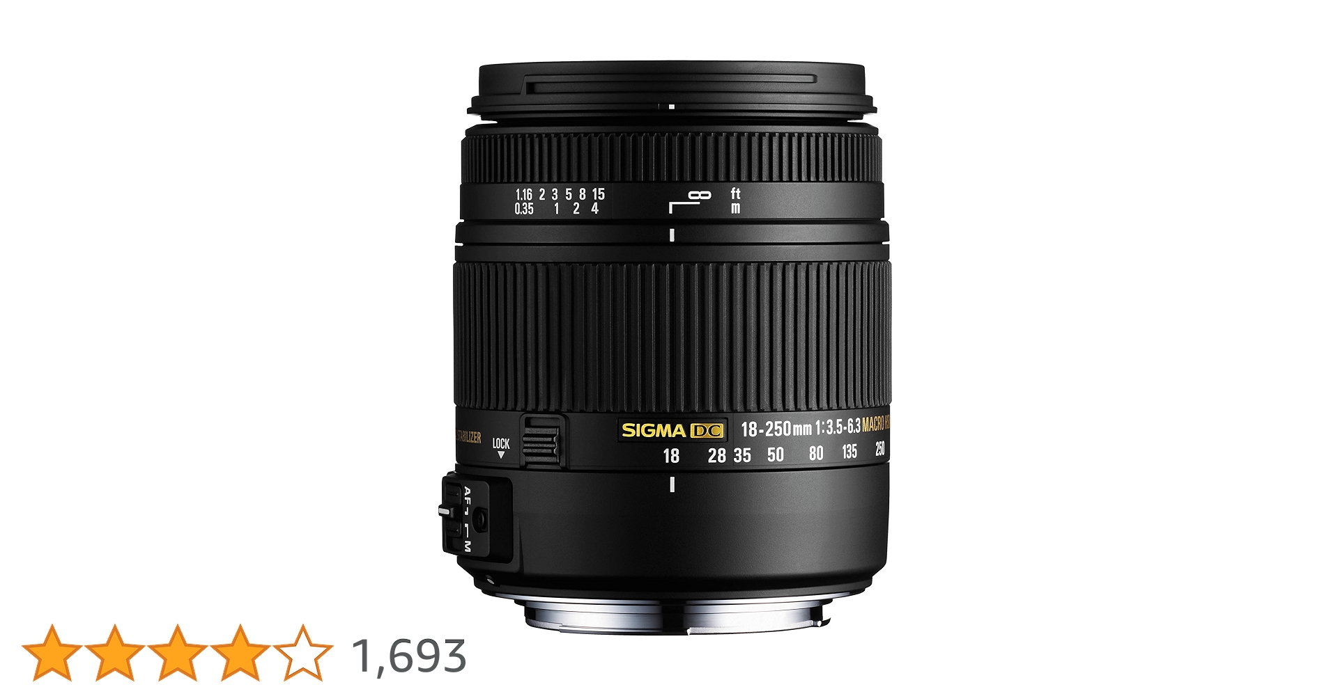 その他 SIGMA18-250mmF3.5-6.3DC MACRO OS Canon Sigma 18-250mm f/3.5-6.3 DC Macro OS HSM Lens for Canon Black