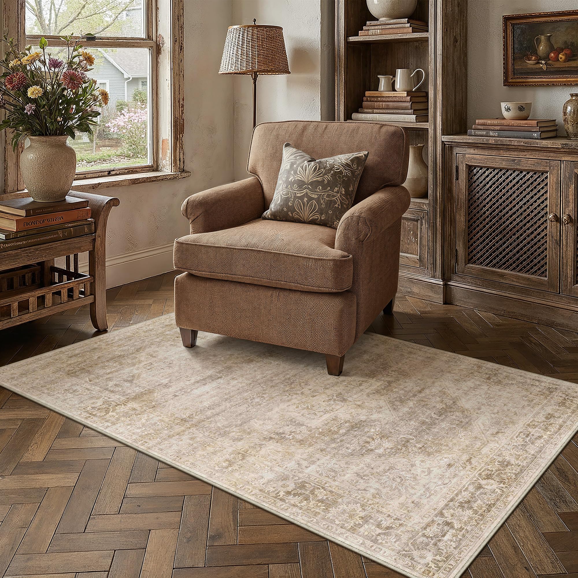 3x5 Beige Farmhouse Area Rug