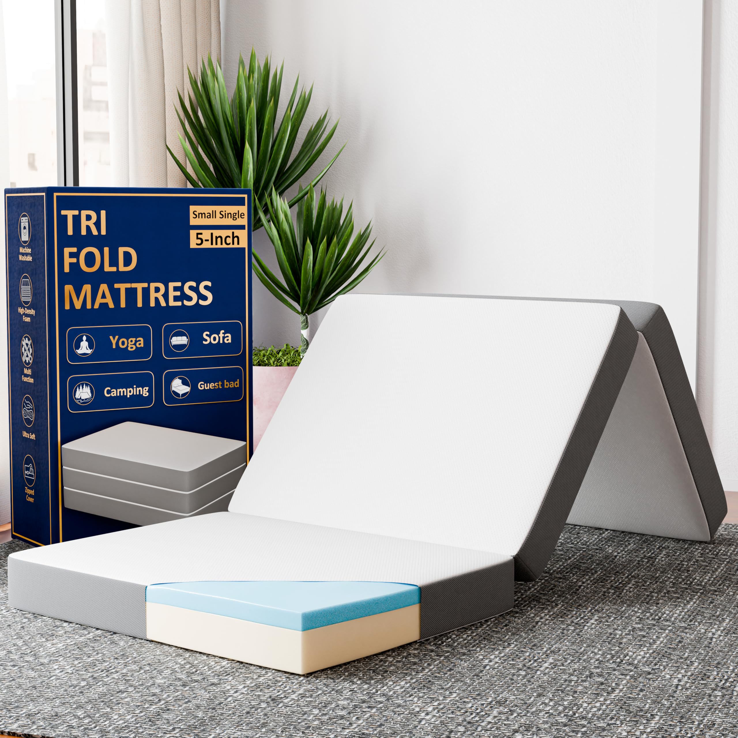 Photo 1 of Greaton 5-Inch Tri-Folding Memory Foam Mattress