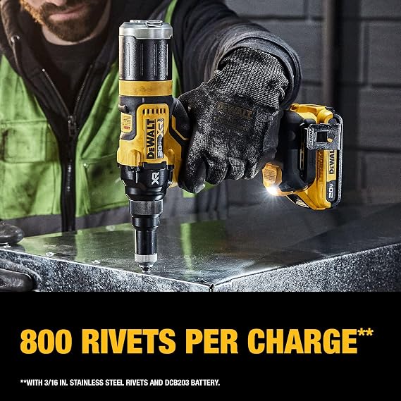 DEWALT 20V MAX XR Cordless Rivet Tool, 3/16, Battery and Charger Included (DCF403D1)