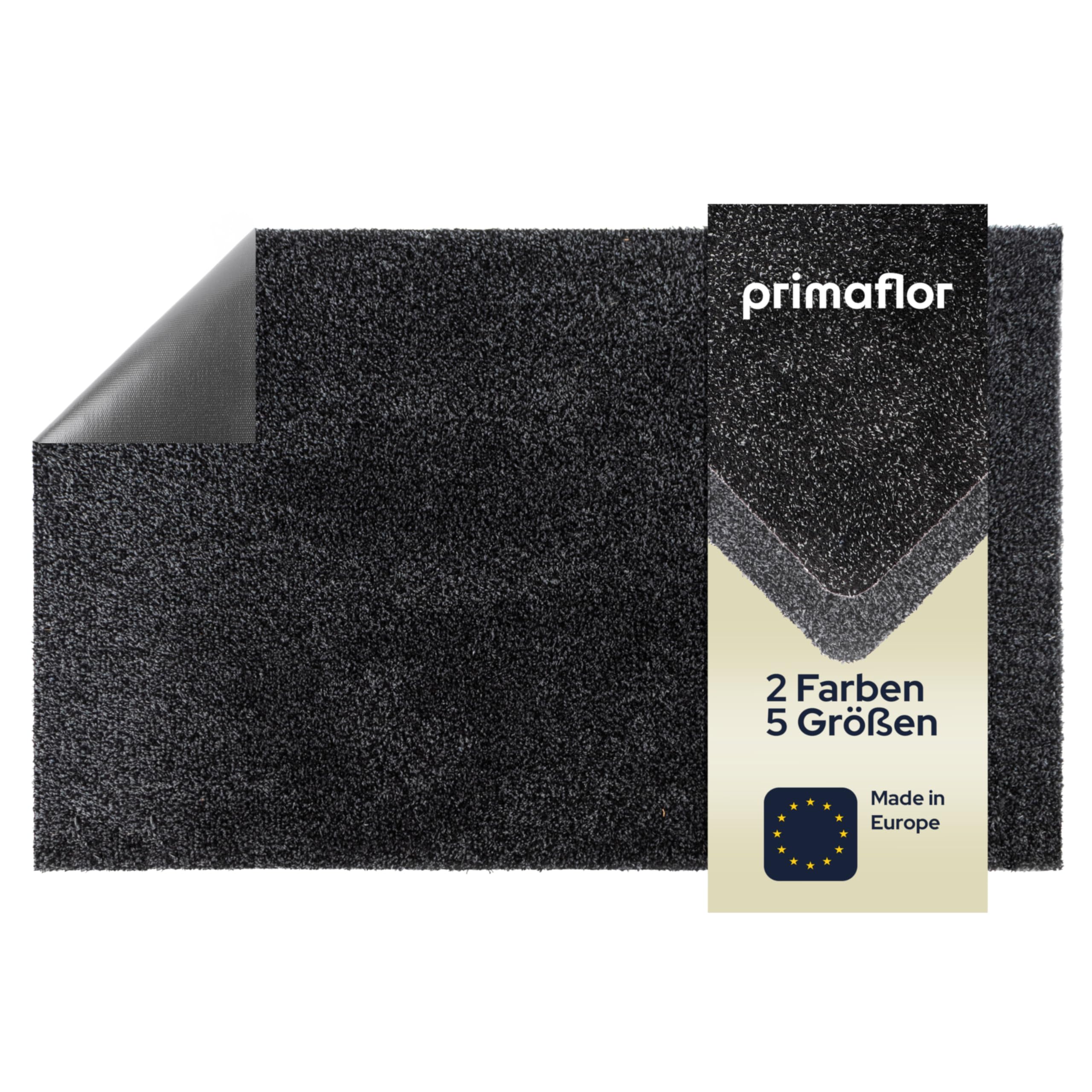 Primaflor Schmutzfangmatte Aqua Stop | 100 x 120 cm | Granit | 80 % Baumwolle, bei 30 °C waschbar, 6 mm flach und mit rutschhemmendem Vinylrücken für Eingang, Flur und Tür