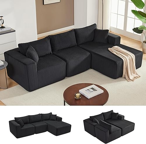 Miniatura 8 de Sofá modular de 108 pulgadas, sofá modular de nube con asiento profundo, moderno sofá modular en forma de L con diván, sofás tapizados sin hueso