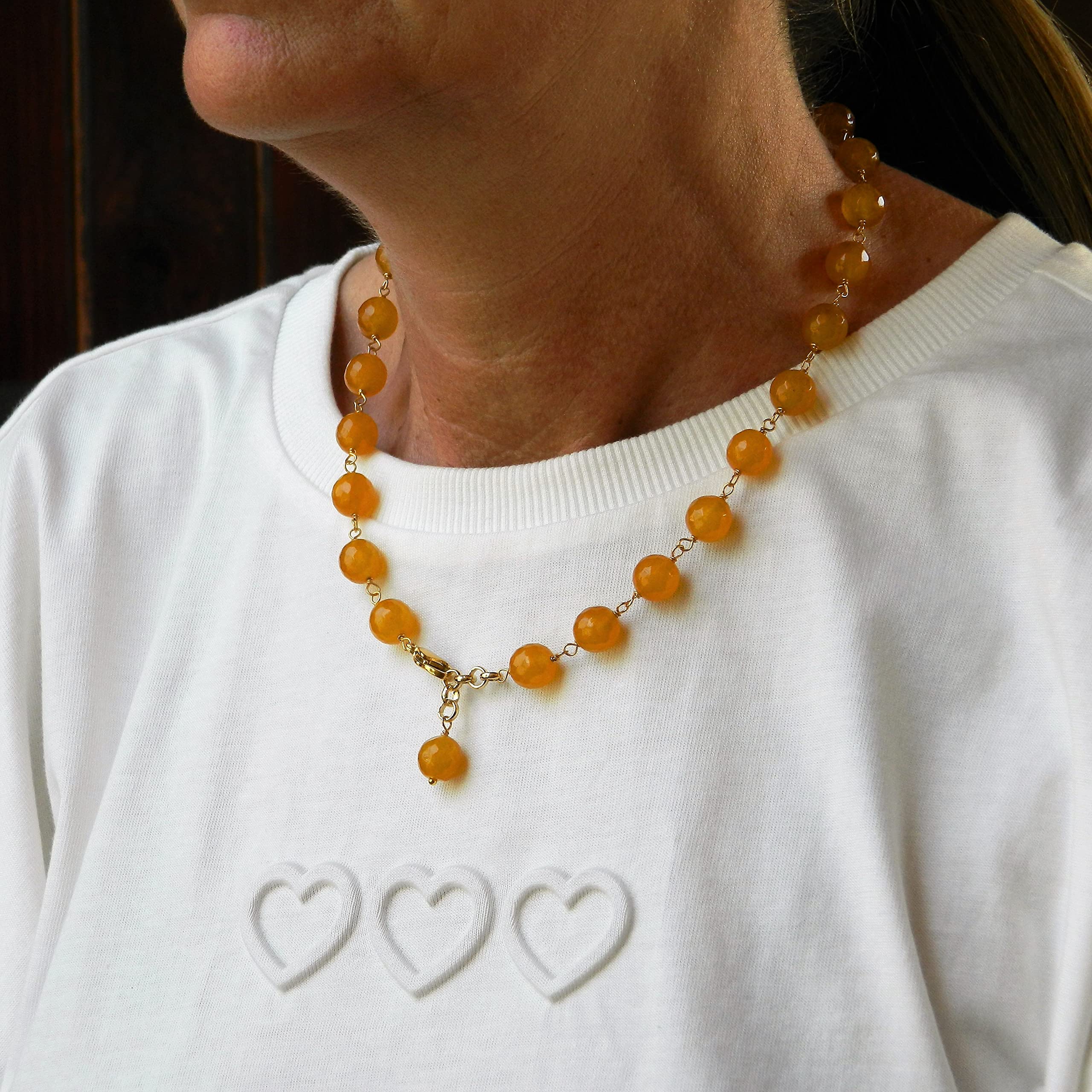 DodiGioielli Collana Girocollo Donna con Giada Gialla