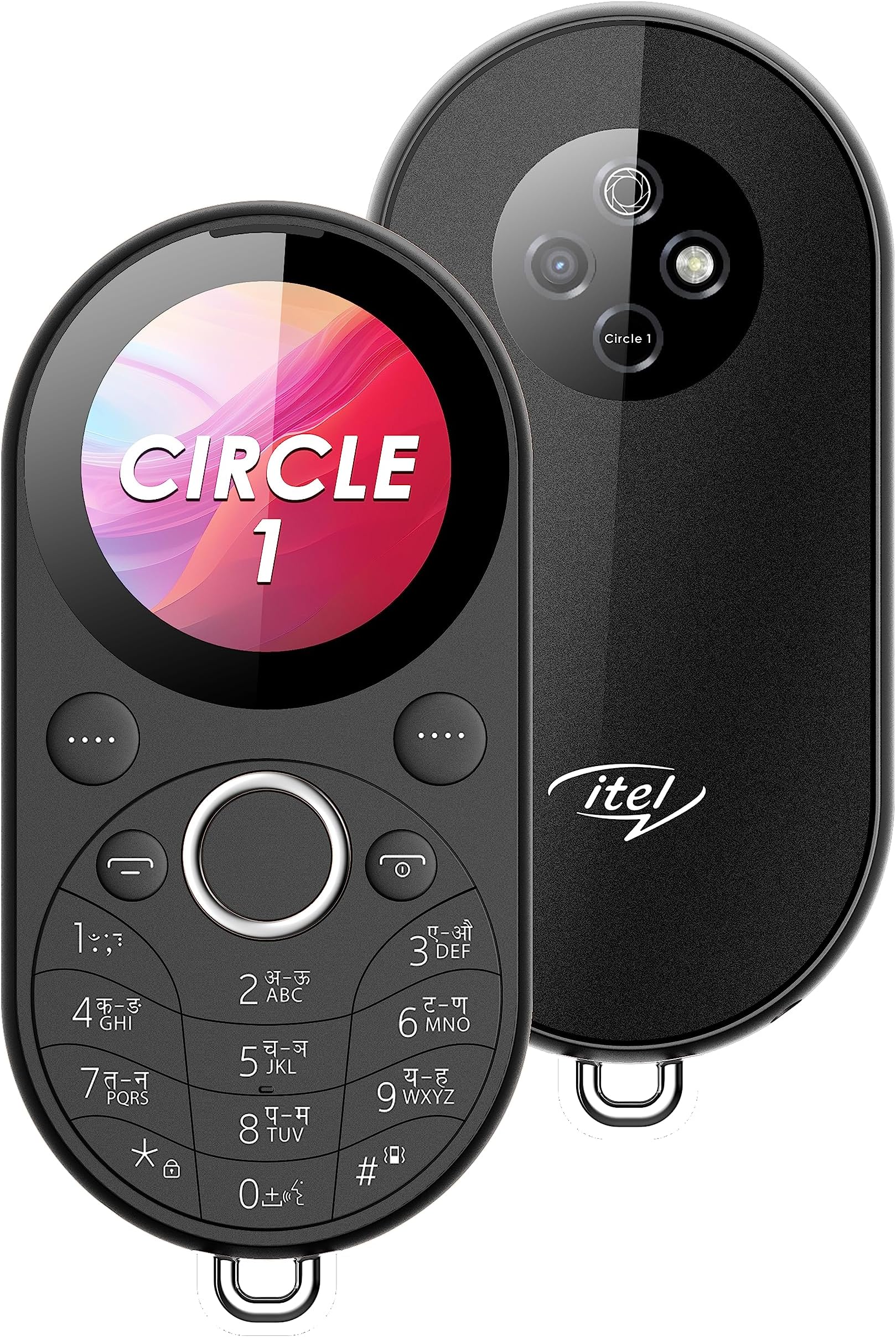 itel Circle 1 | Unique Design with Round Screen Mobile Phone | 500mAh Battery | 1.32" Display BT Call | Black