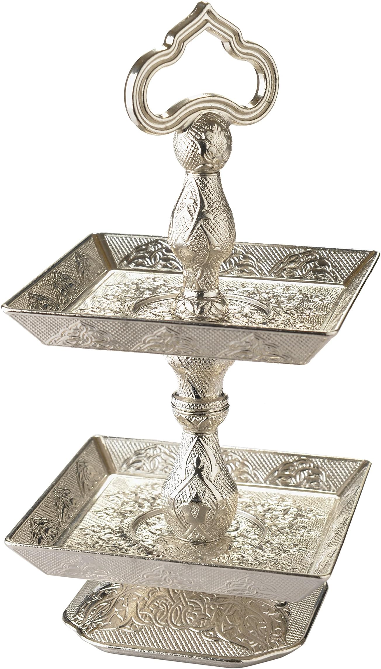 MisterCopper Square 2 Tier Cookie Stand, Cupcake and Dessert Centerpiece (Silver-Colored Mini Cookie Stand)