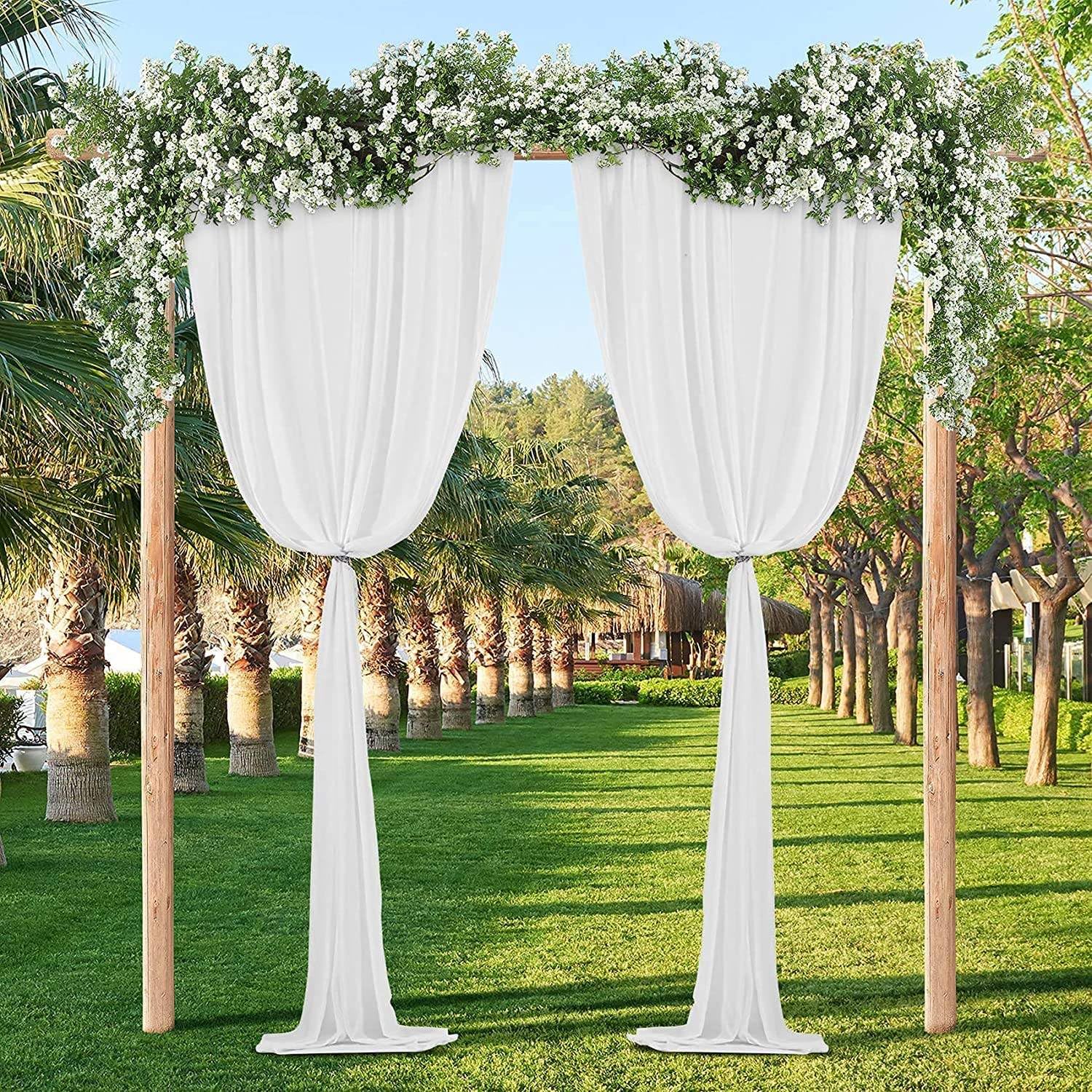 AK Trading Rideaux en Mousseline de Soie pour événements de Mariage et décoration - Rideaux drapés de Toile de Fond (292,1 x 304,8 cm, Blanc)