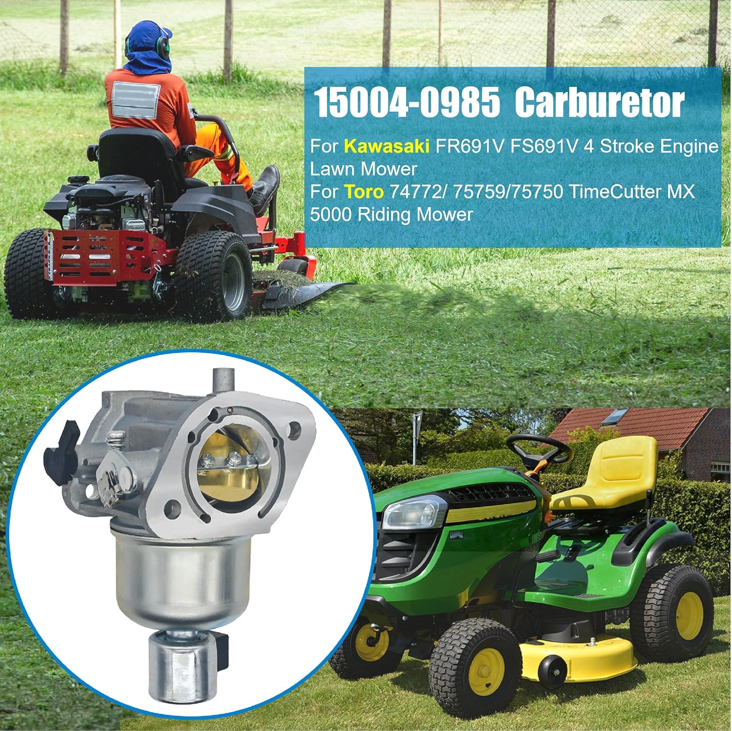 FR691V Carburetor Replacement for Kawasaki FR651V FR730V FS691V FS730V Engine, Compatible with Cub Cadet ZT1 ZT2 RZT50 John Deere X320 X380 X324 Lawn Mower