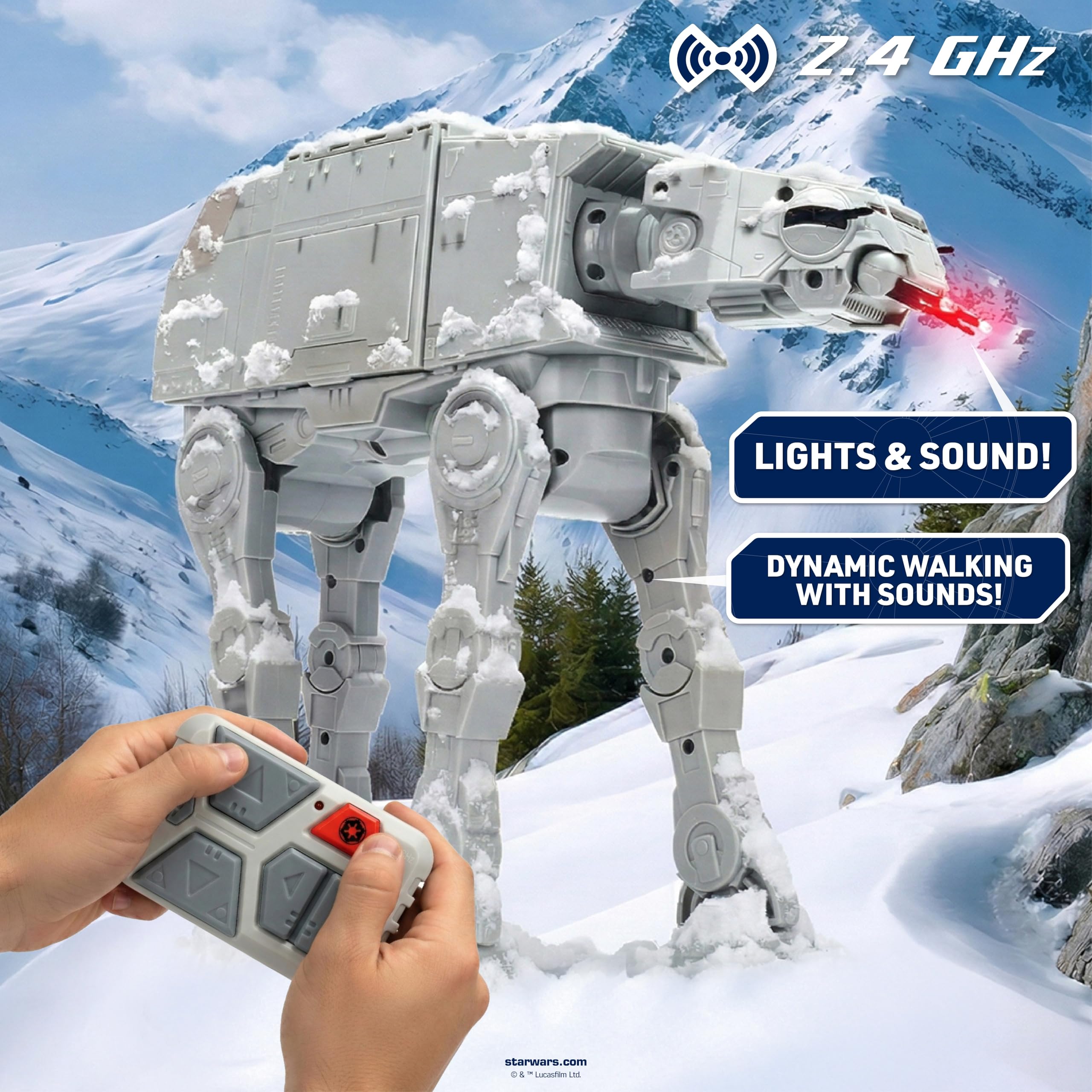 Jada Star Wars R/C AT-AT Walker Toys – popkulturowy pojazd akcji R/C ze światłami, dźwiękami i ruchomymi nogami, zabawka 33 cm dla dzieci i kolekcjonerów