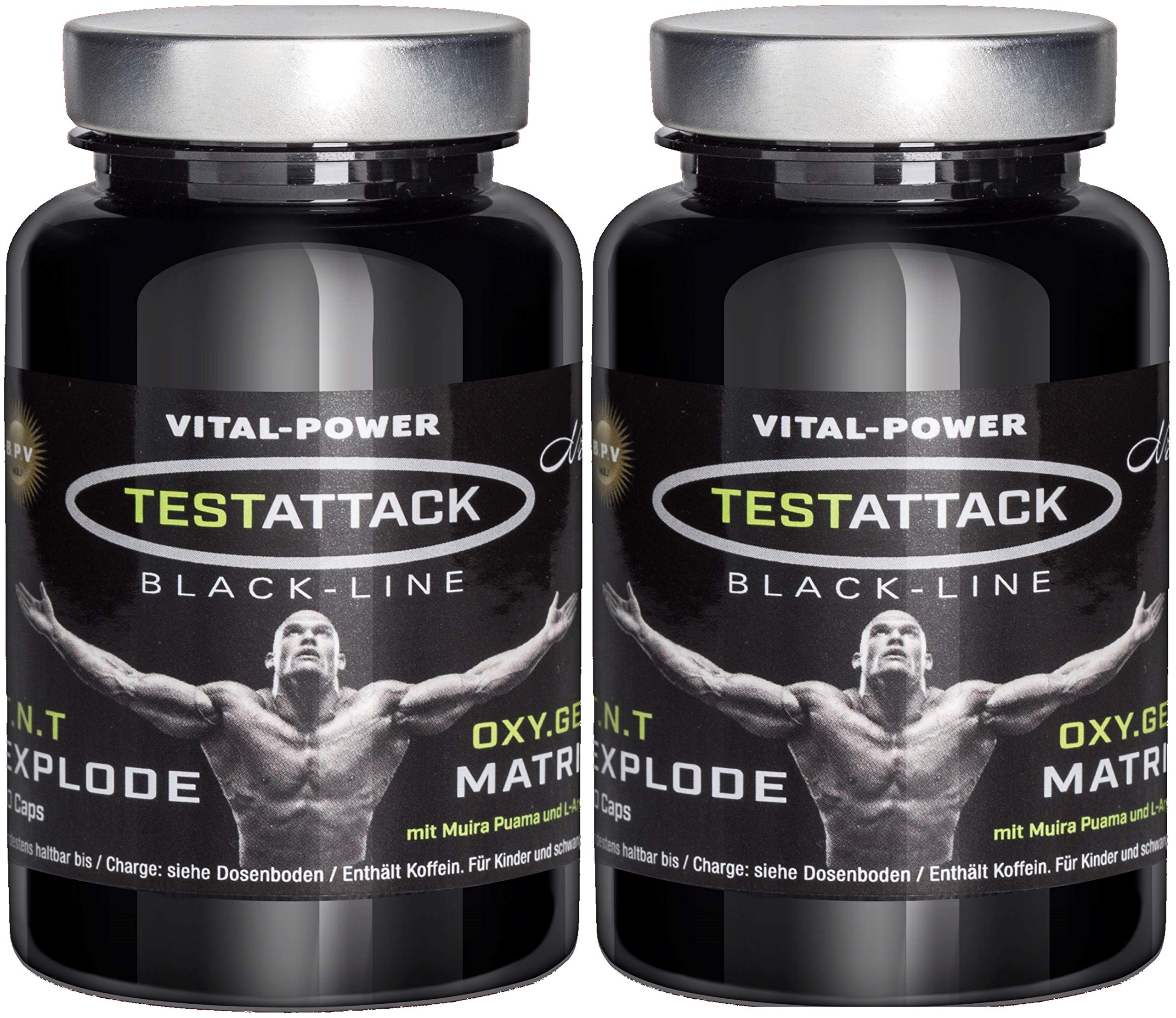 Testattack 120 Kapseln = 96g - Extrem Hardcore Booster - Kombi-Produkt für aktive Männer für Lust - Liebe - Leidenschaft und mehr.