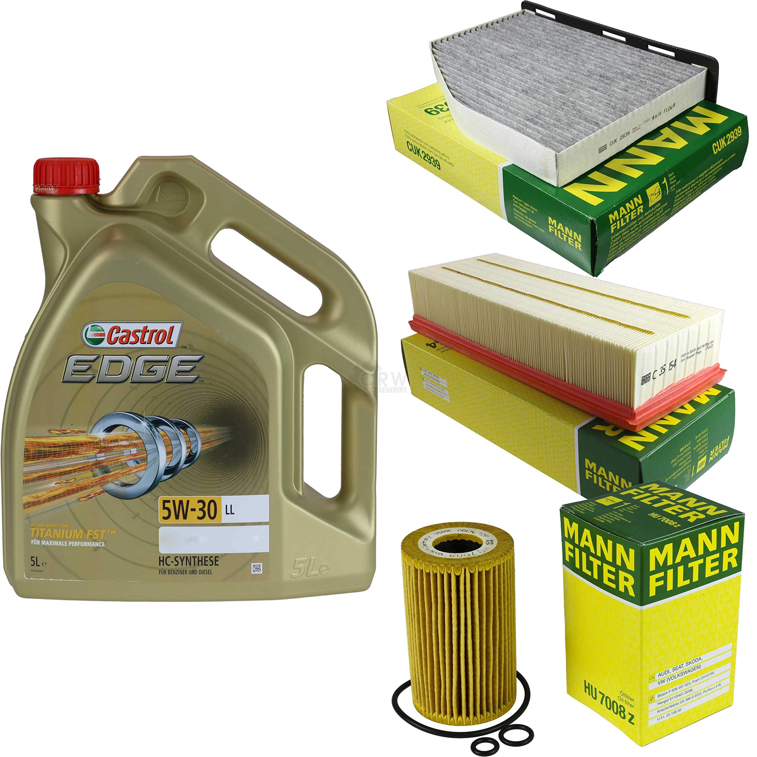 Set di filtri da 5 litri di olio motore EDGE Titanium FST 5W-30 LL MANN-FILTER filtro abitacolo filtro aria filtro olio