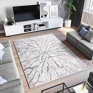 TAPISO Sky Tappeto Moderno Grigio Beige Salotto Soggiorno Camera da Letto Astratto A Pelo Corto 160 x 220 cm