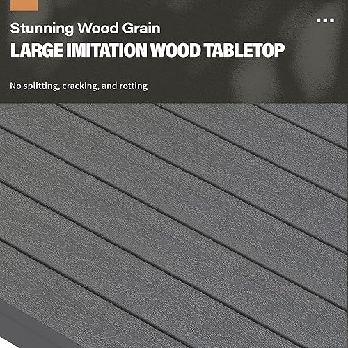 Miniatura 6 de Solaste - Mesa de café de aluminio para exterior, mesa rectangular de metal para patio todo clima, mueble para balcón, jardín, uso en interiores o