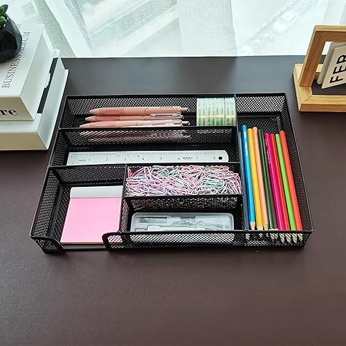 Miniatura 7 de WenkeDigi 2 organizadores de cajones de escritorio bandeja organizadora de cajones de malla metálica para oficina o hogar almacenamiento de