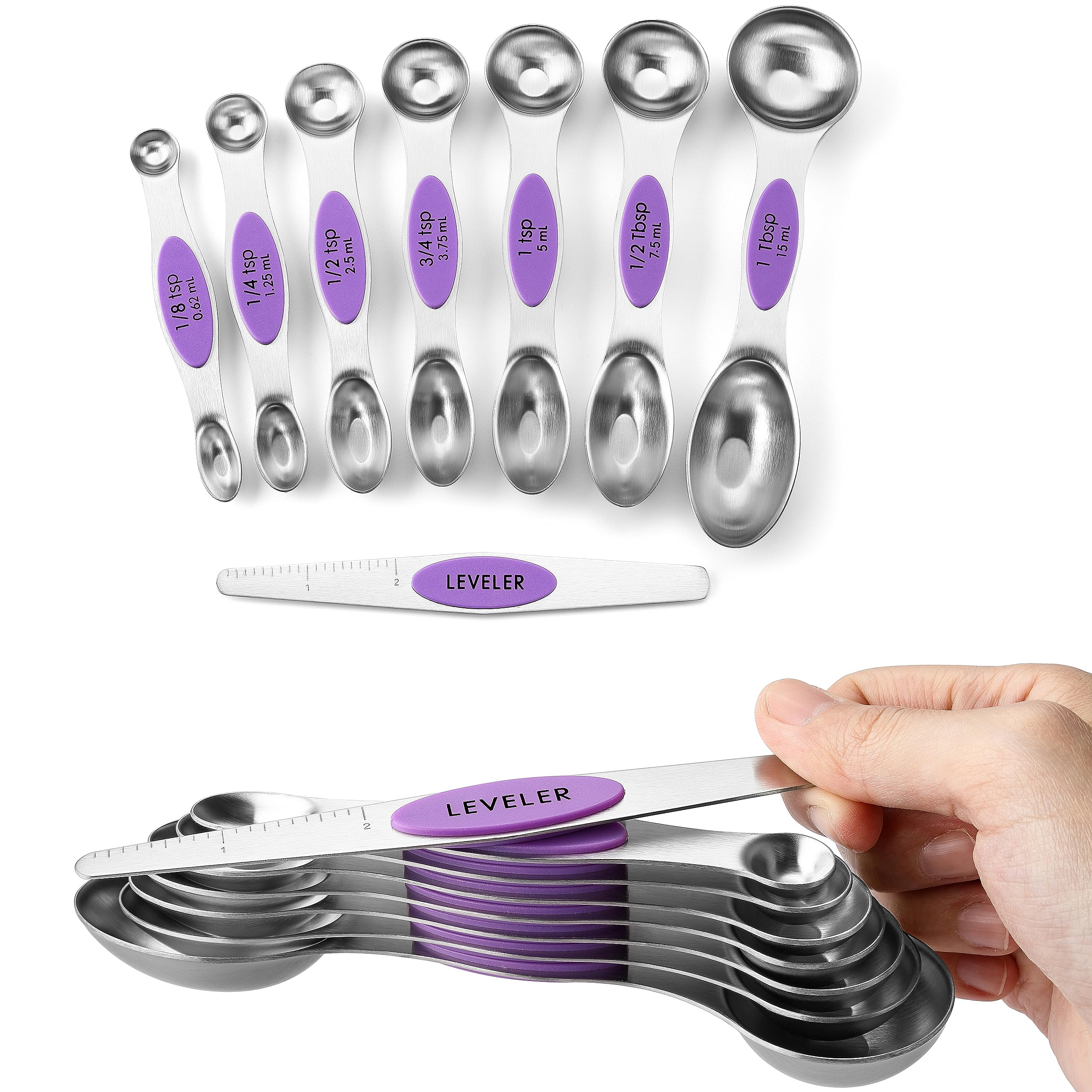 Spring Chef Stainless Steel Magnetic Measuring Spoons Set of 8, Black — Amazon image 27