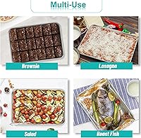 Vista 5 de TeamFar Sartén para lasaña, 12.3 x 9.75 x 2 pulgadas, rectangular de acero inoxidable para asar, hornear, saludable y resistente, superficie plateado