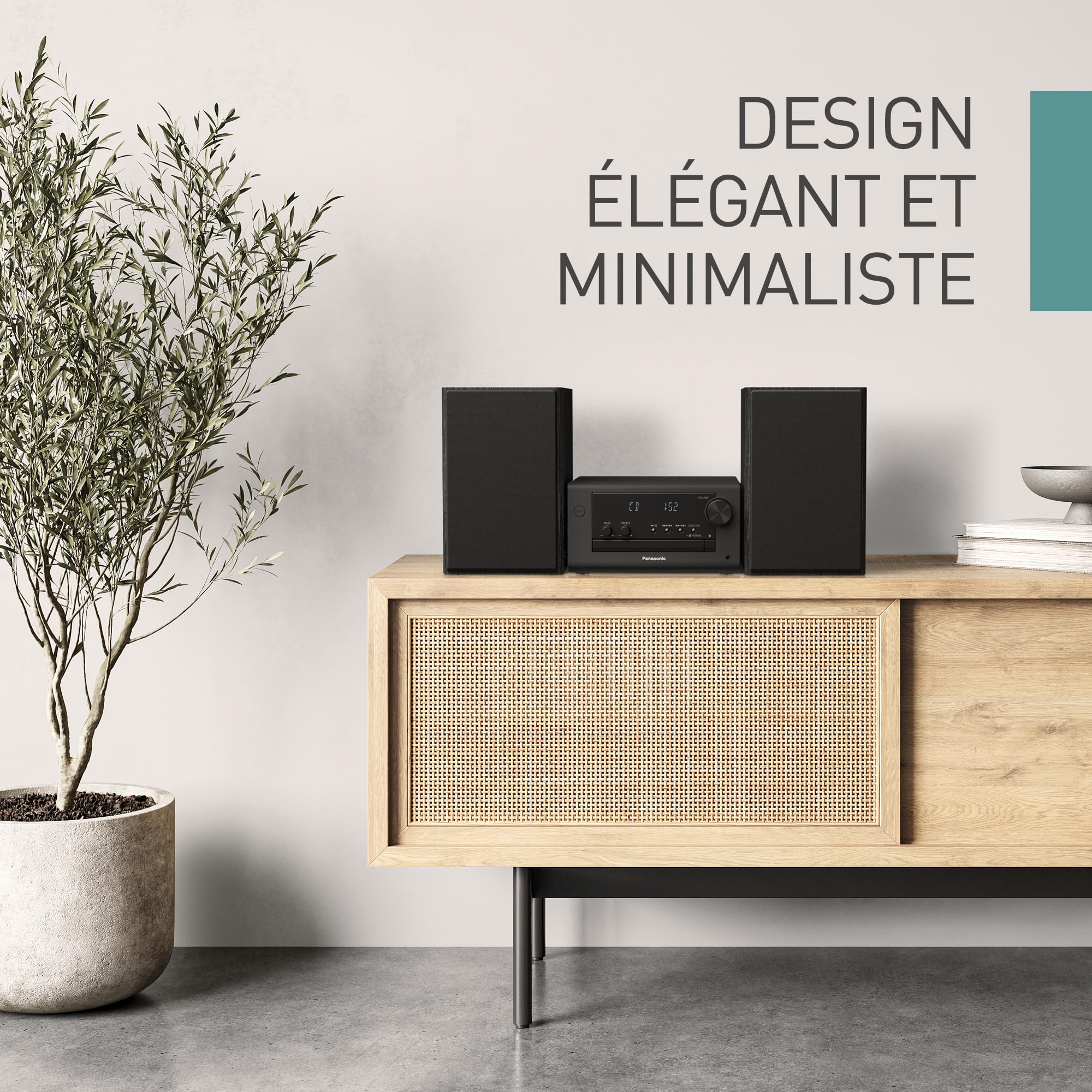 Panasonic SC-PM702EG-K Neat - Sistema estéreo Compacto de Alta fidelidad con CD, Radio Dab+/FM, USB y Bluetooth, Altavoces de 80 W, Control de Graves, Color Negro.