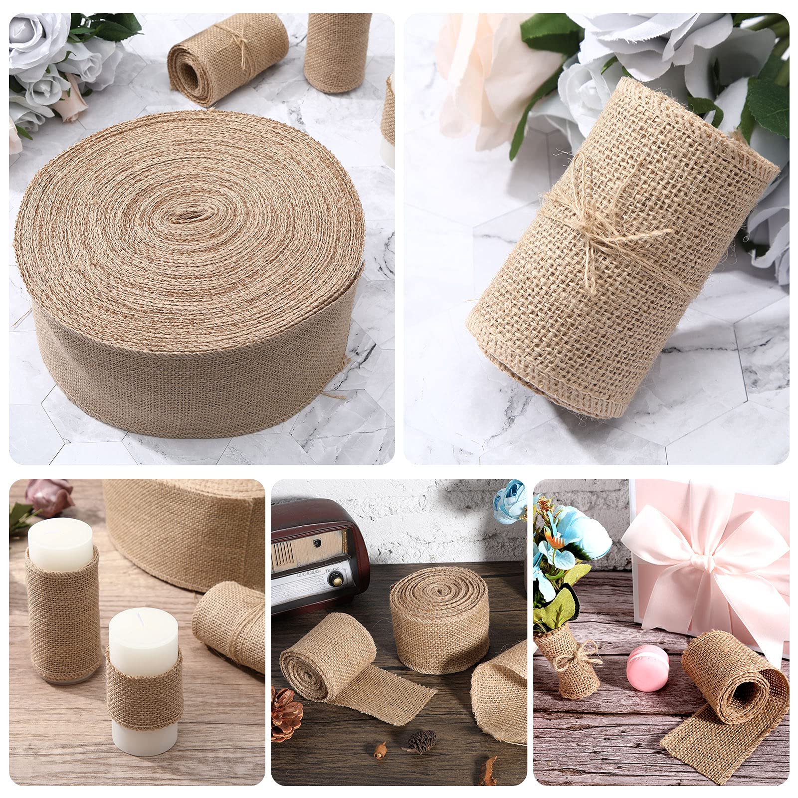 49 Meter Jute-Stoffband, natürliches Juteband, Bastelband, Hochzeit, Sackleinenstoff, DIY Band für Dekoration (10,2 cm breit)