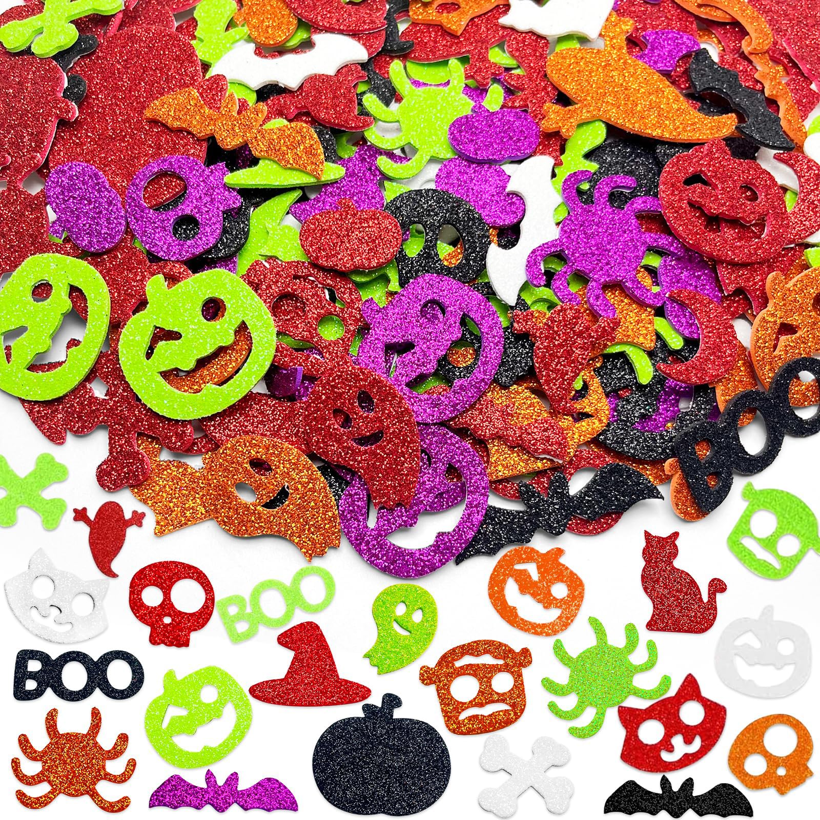 300 pcs Halloween Foam Stickers Decoration Glitter Pumpkin Ghost Bat Skull