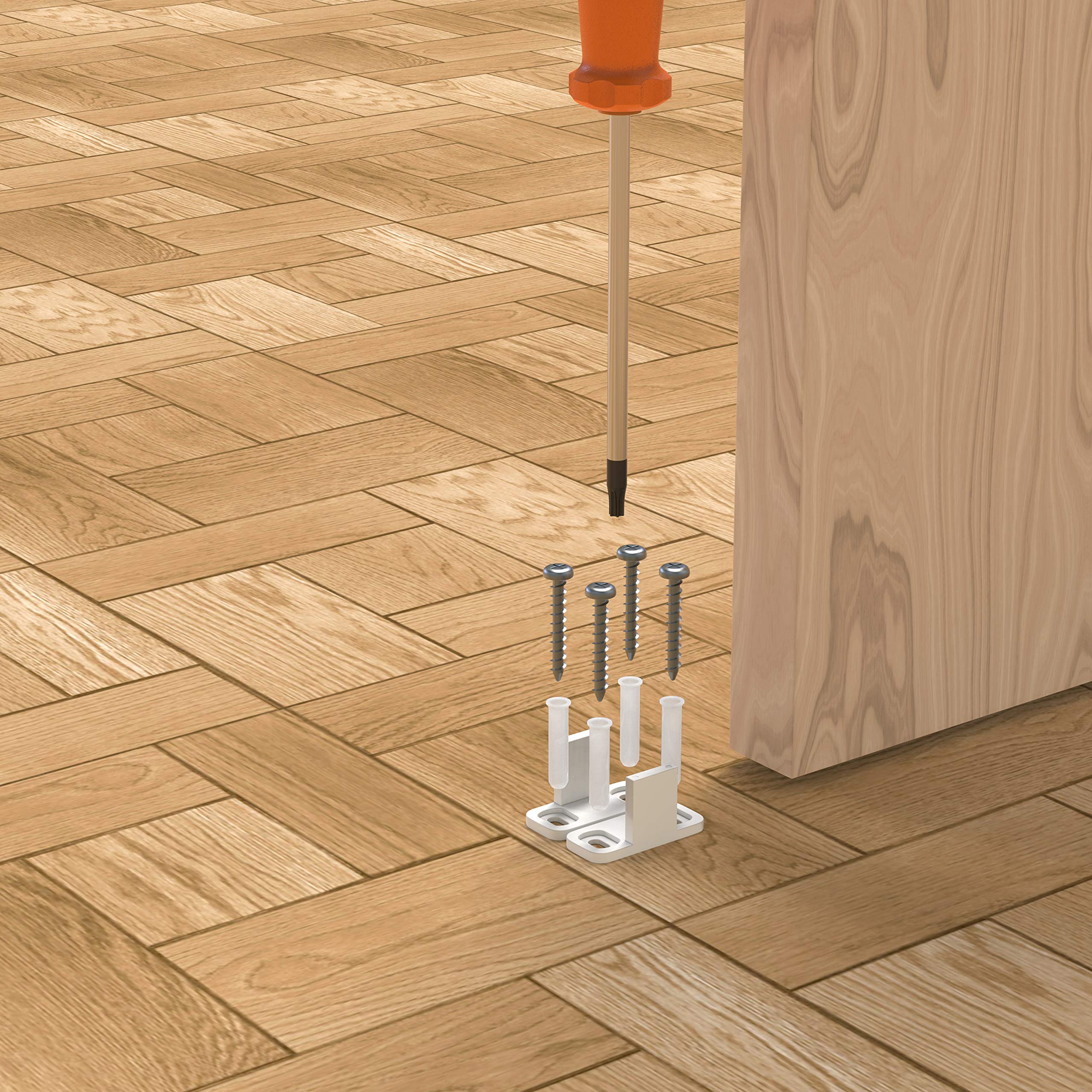 Sliding Closet Door Guides White Barn Door Floor Guides (4 Pack) by