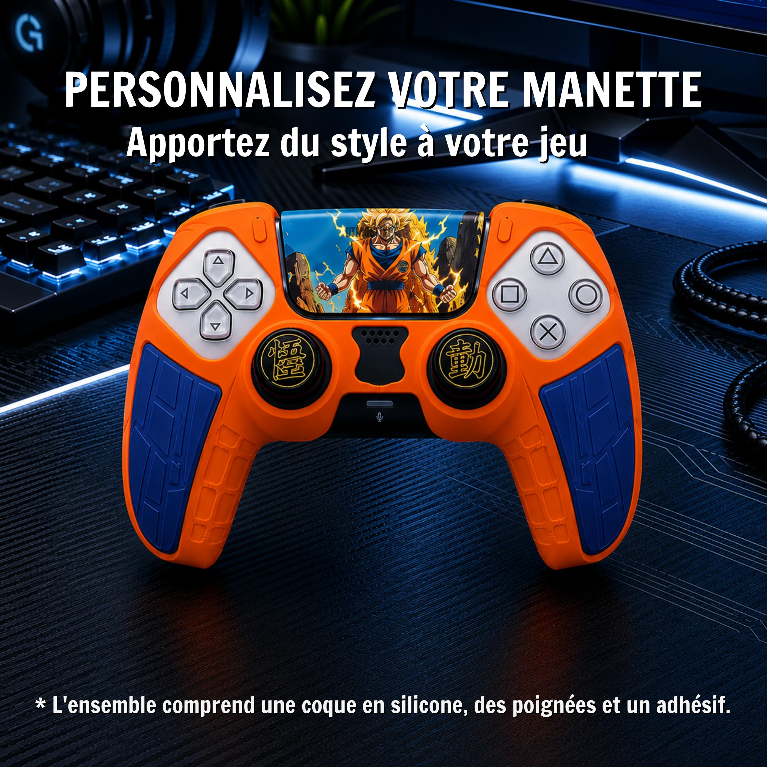 Housse Compatible avec Manette PS5, Silicone Doux et Confortable, Accessoires pour Manette Play 5, Accessoire Compatible avec Manette Originale Play 5 (Anime)
