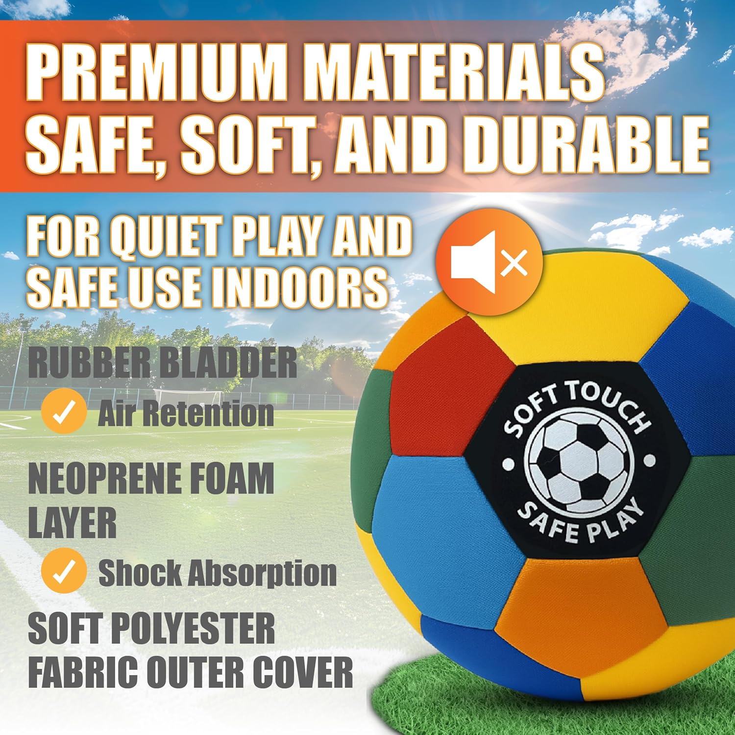 Indoor Soccer Ball Size 4 – Silent Soft Ball With 2 Non-Slip Socks & Pump | Safe Indoor ball for Hardwood Floors & Apartments |House Ball For Kids Ages 3-12 | Soccer gifts For Boys & Girls