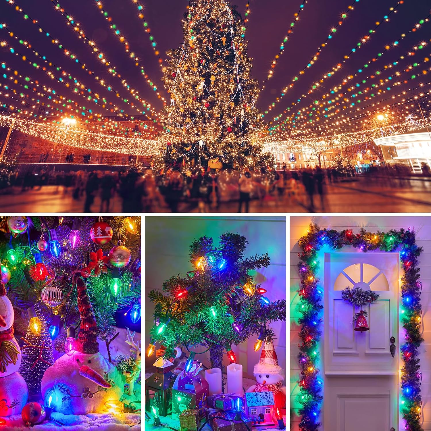 50 Pack C7 Multicolor LED Christmas Light Bulb, Waterproof C7 Replacement Bulbs for Outdoor Indoor Christmas String Lights, E12 Candelabra Base, Commercial Grade Holiday Bulbs for Decor Lighting
