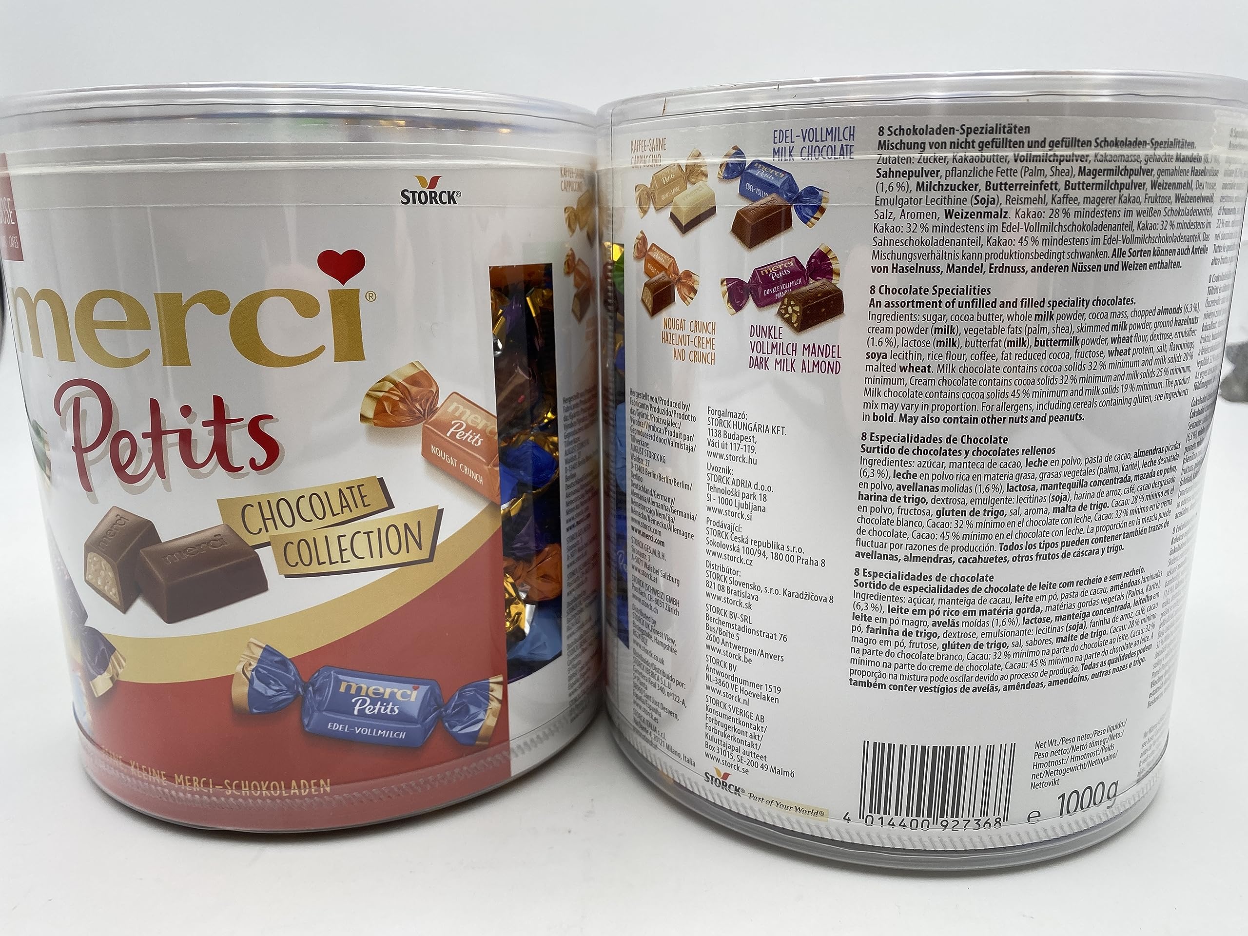 Storck Merci Petits Chocolate Collection, 2 x 1000 g, Round Tins