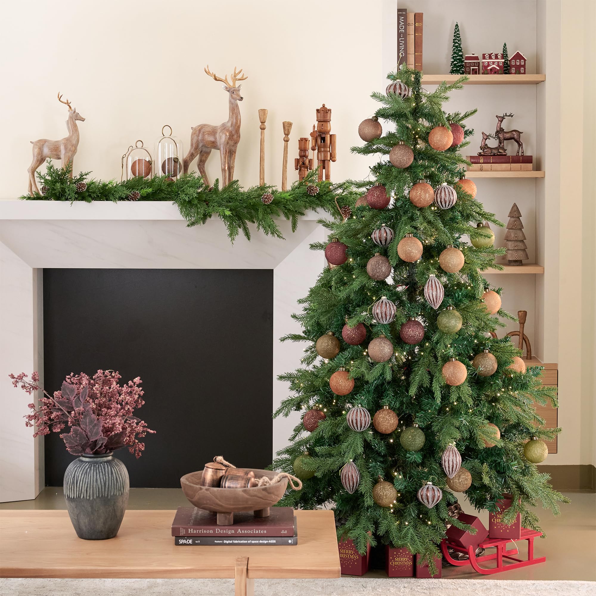 DN DECONATION Palla di Natale increspata, ornamenti da appendere per albero