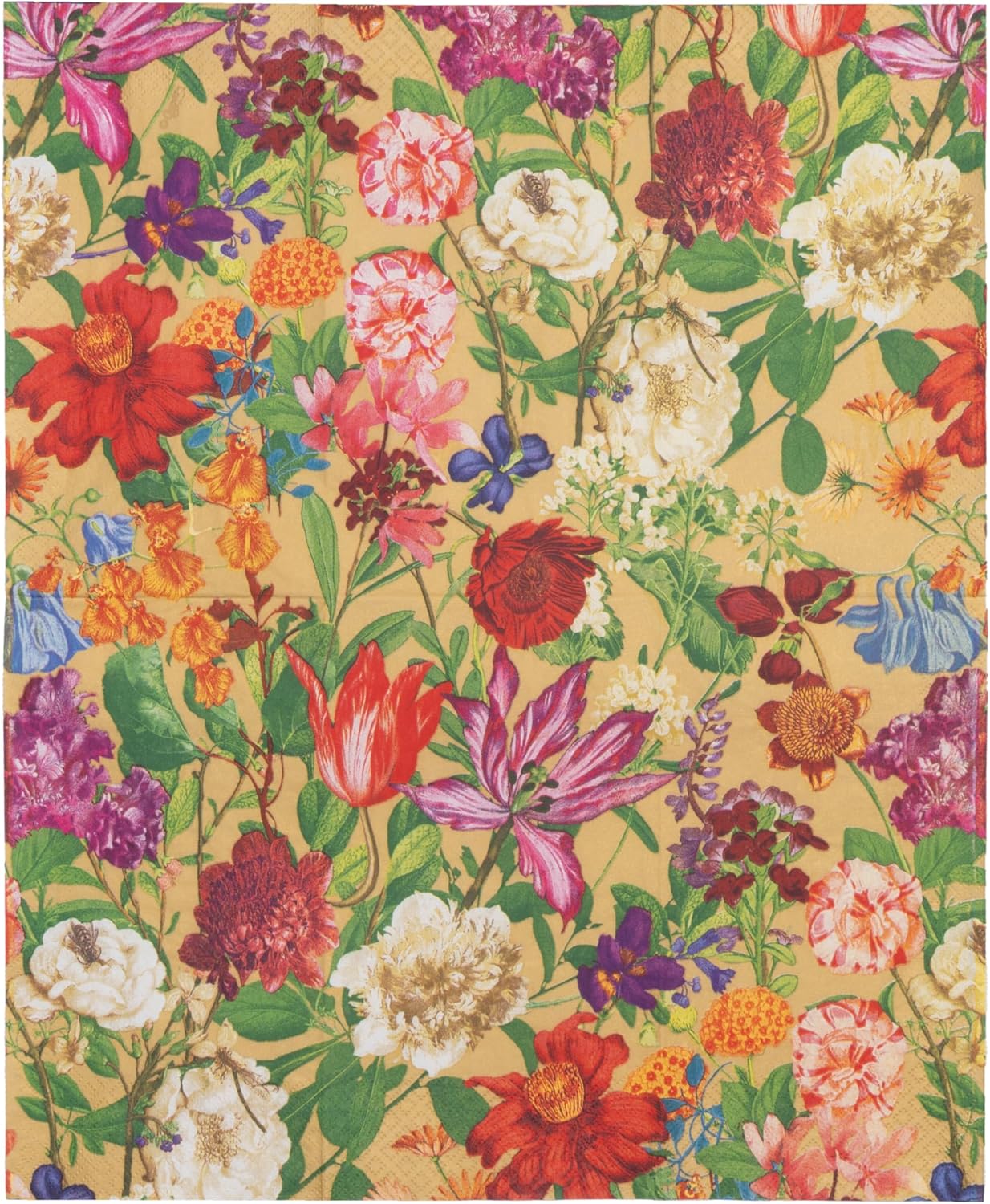 Caspari Dutch Floral Gold Guest Towels - includes 4 Packs of 15 Guest Towels