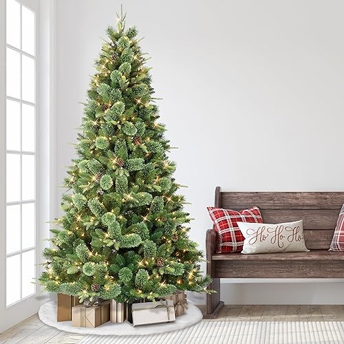 Miniatura 2 de Puleo International Árbol de Navidad artificial de pino Montana preiluminado de 7.5 pies con 700 luces, color verde