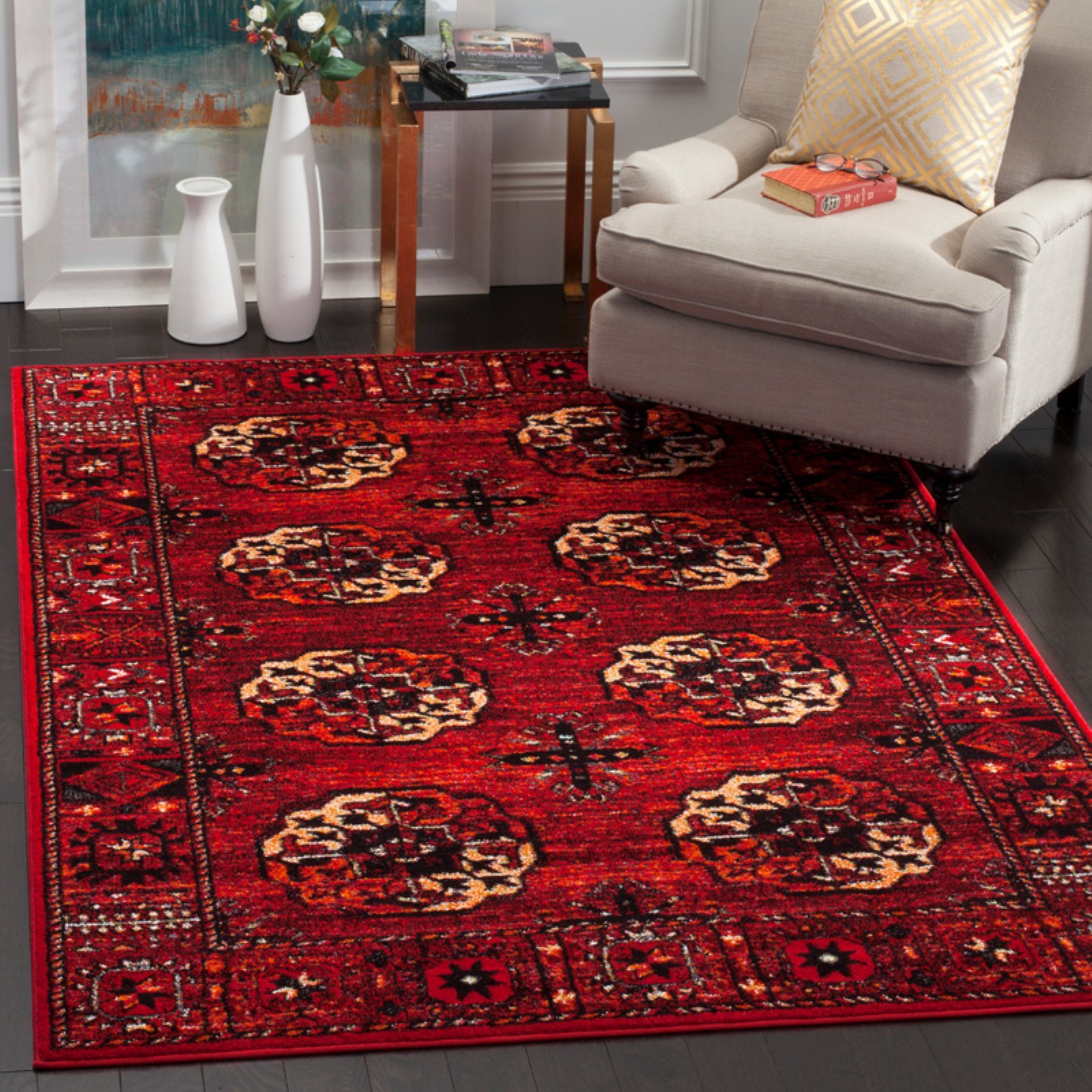 SAFAVIEH Tapis Traditionnel pour Salon, Salle à Manger, Chambre à Coucher - Persian Collection, Tapis à Poil Court, Rouge et Multi, 160 X 229 cm